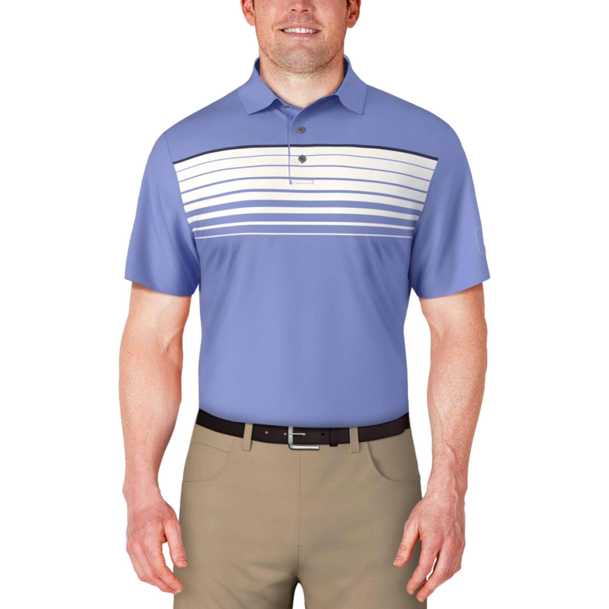 Chest Stripe Printed Men's Short Sleeve Golf Polo Shirt