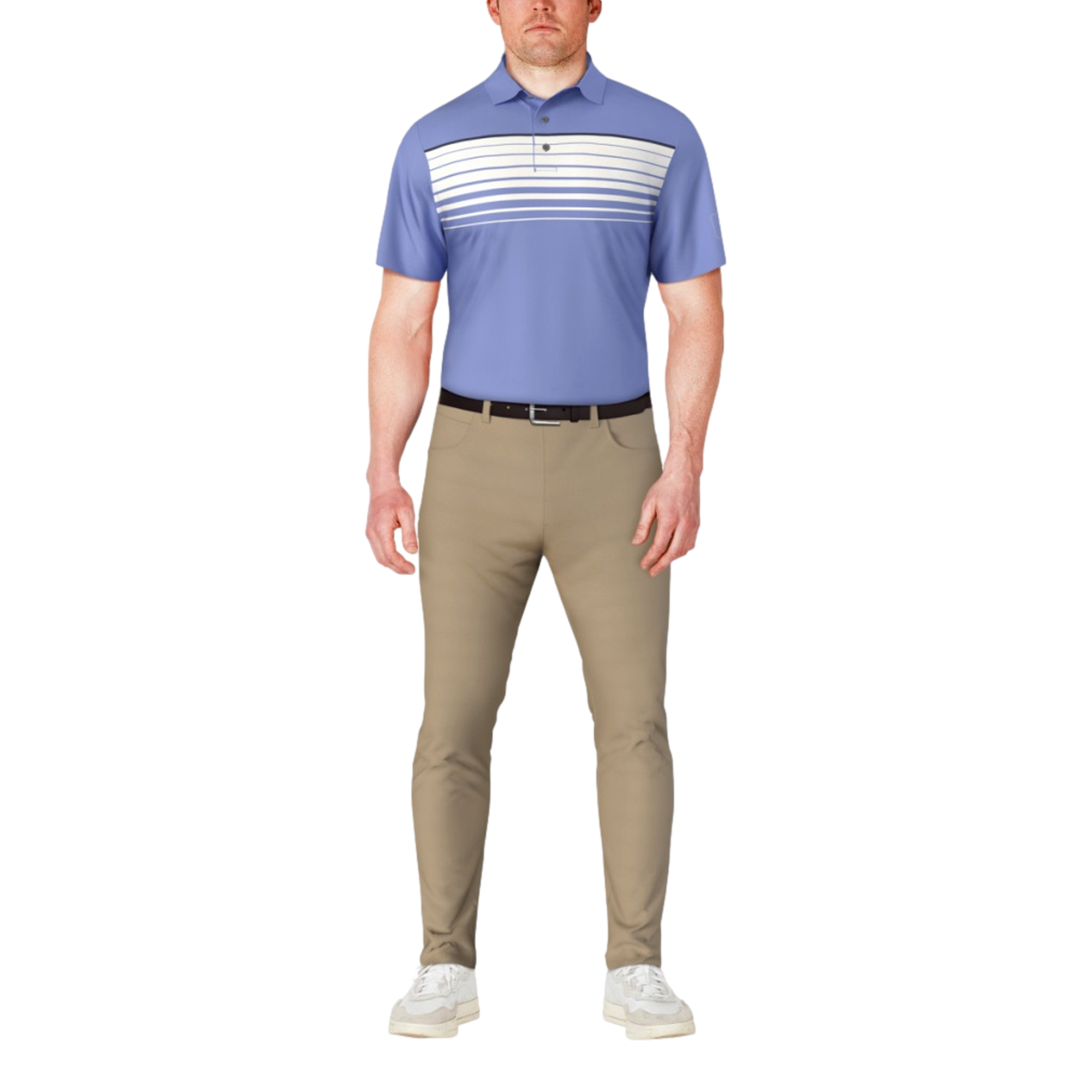 Chest Stripe Printed Men's Short Sleeve Golf Polo Shirt