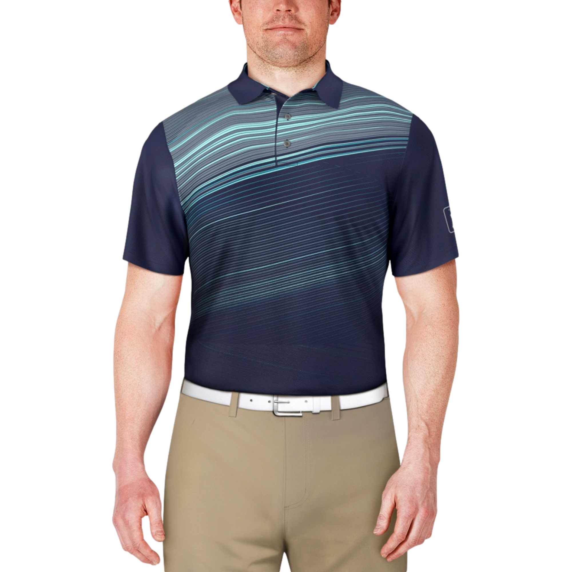 Asym Stripe Printed Men's Short Sleeve Golf Polo Shirt