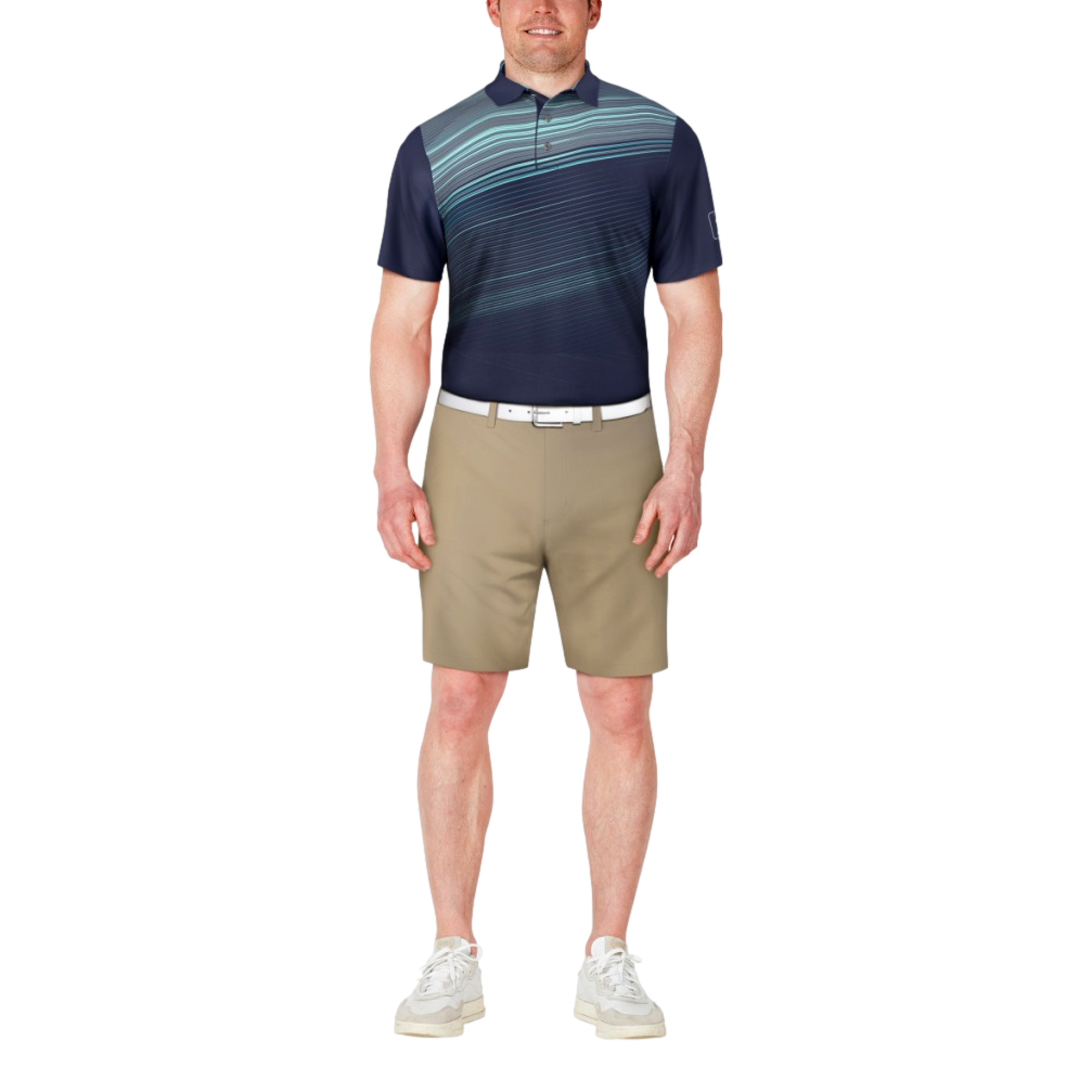 Asym Stripe Printed Men's Short Sleeve Golf Polo Shirt