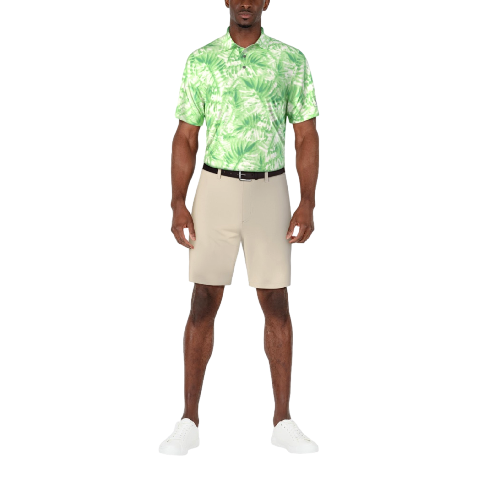 Tropical Leaf Print Men's Short Sleeve Golf Polo Shirt
