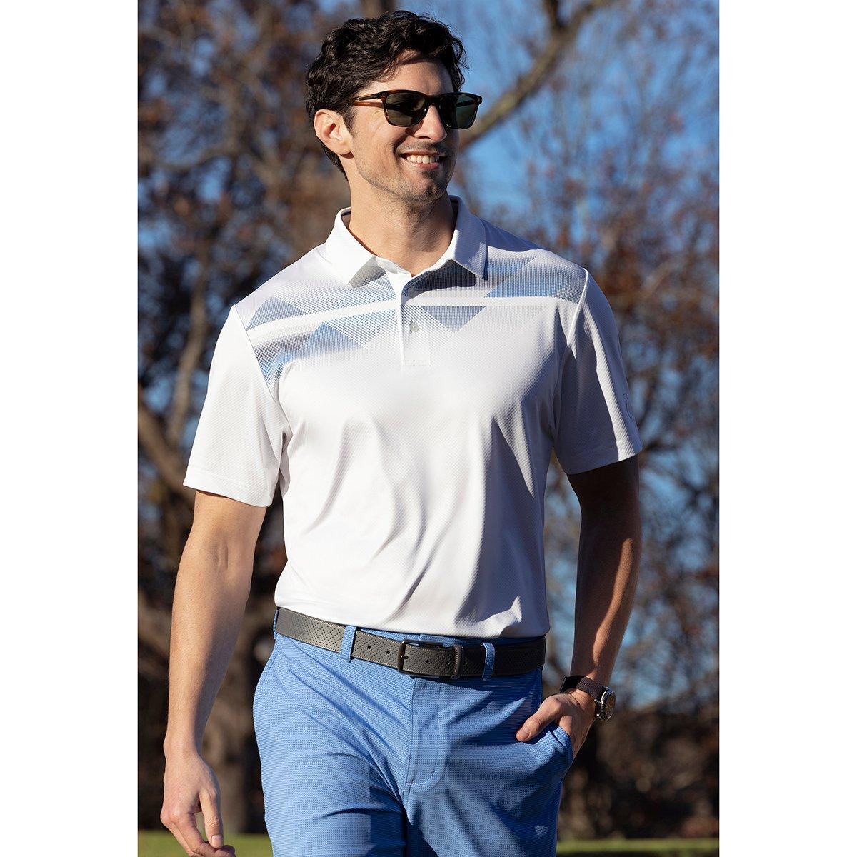 Solar Chest Print Men's Short Sleeve Golf Polo Shirt