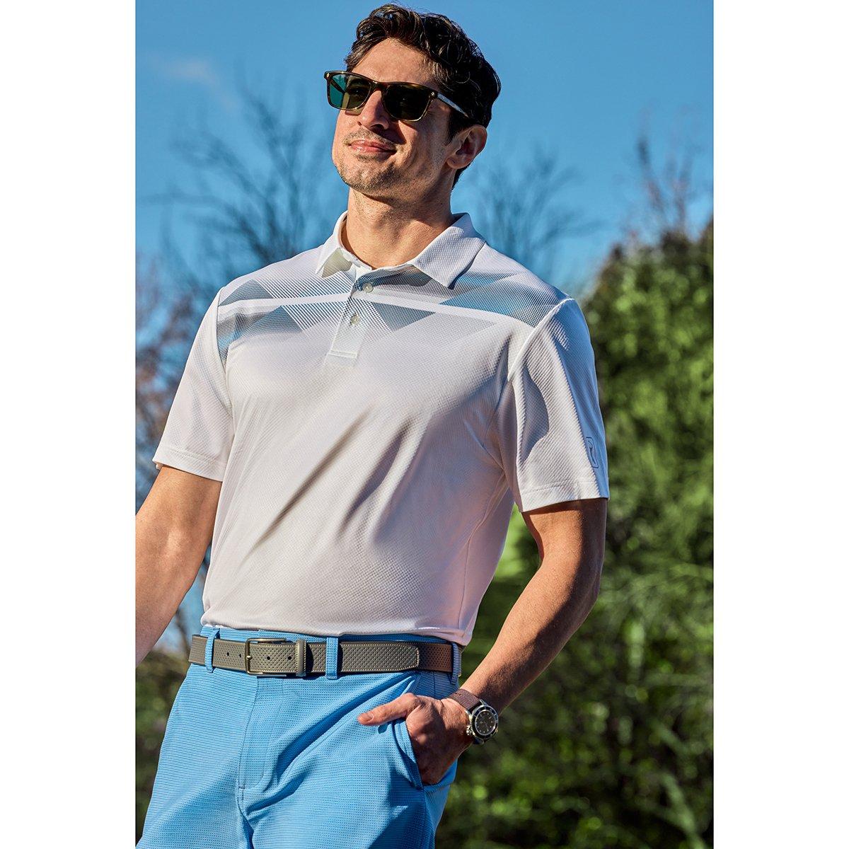 Solar Chest Print Men's Short Sleeve Golf Polo Shirt