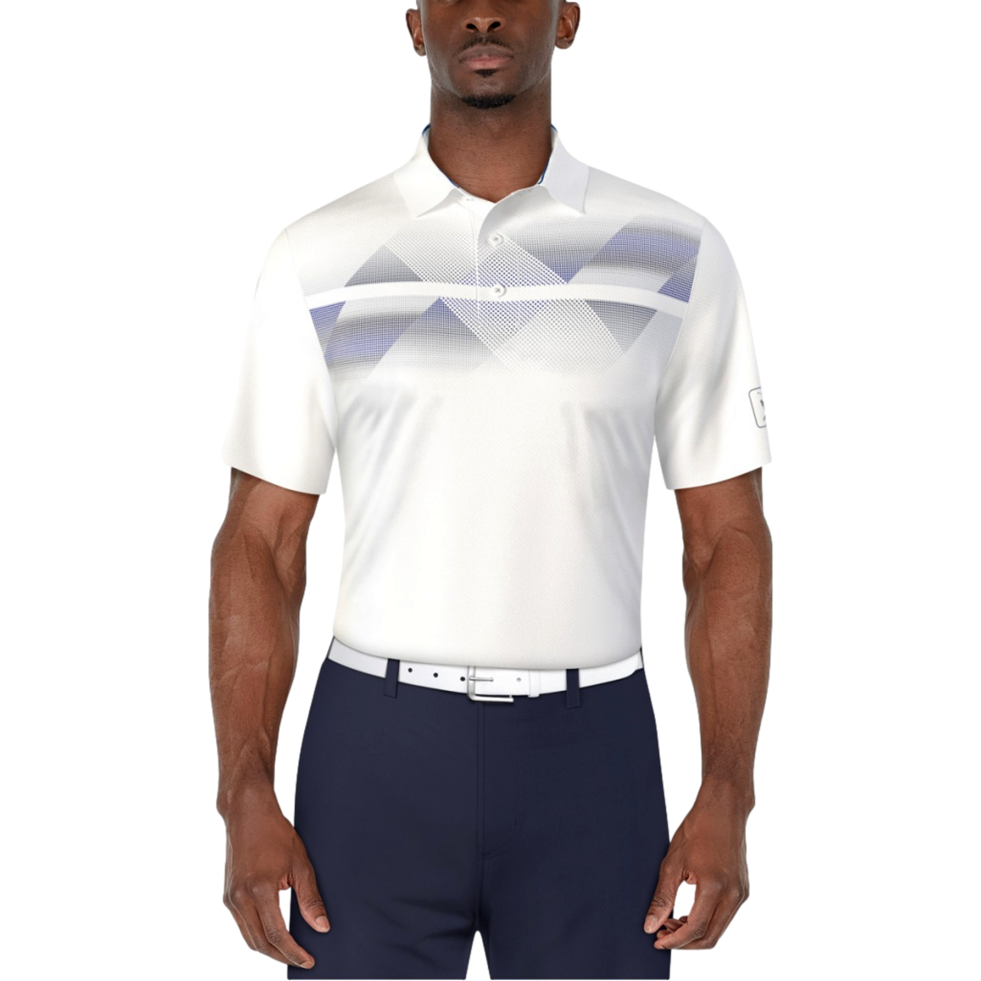 Solar Chest Print Men's Short Sleeve Golf Polo Shirt