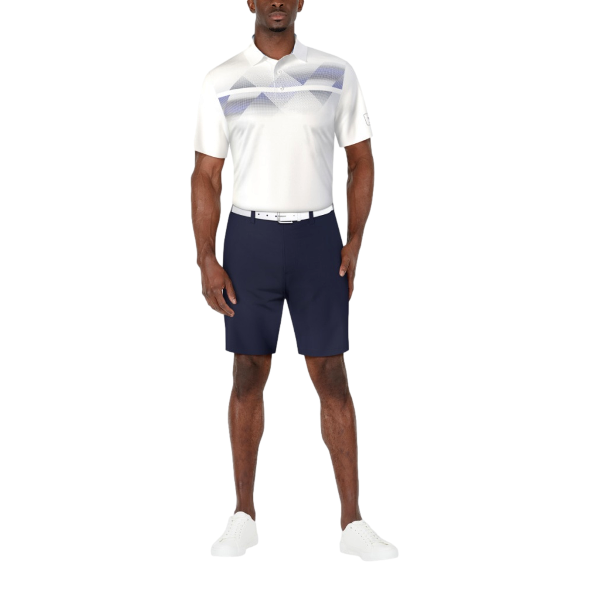 Solar Chest Print Men's Short Sleeve Golf Polo Shirt
