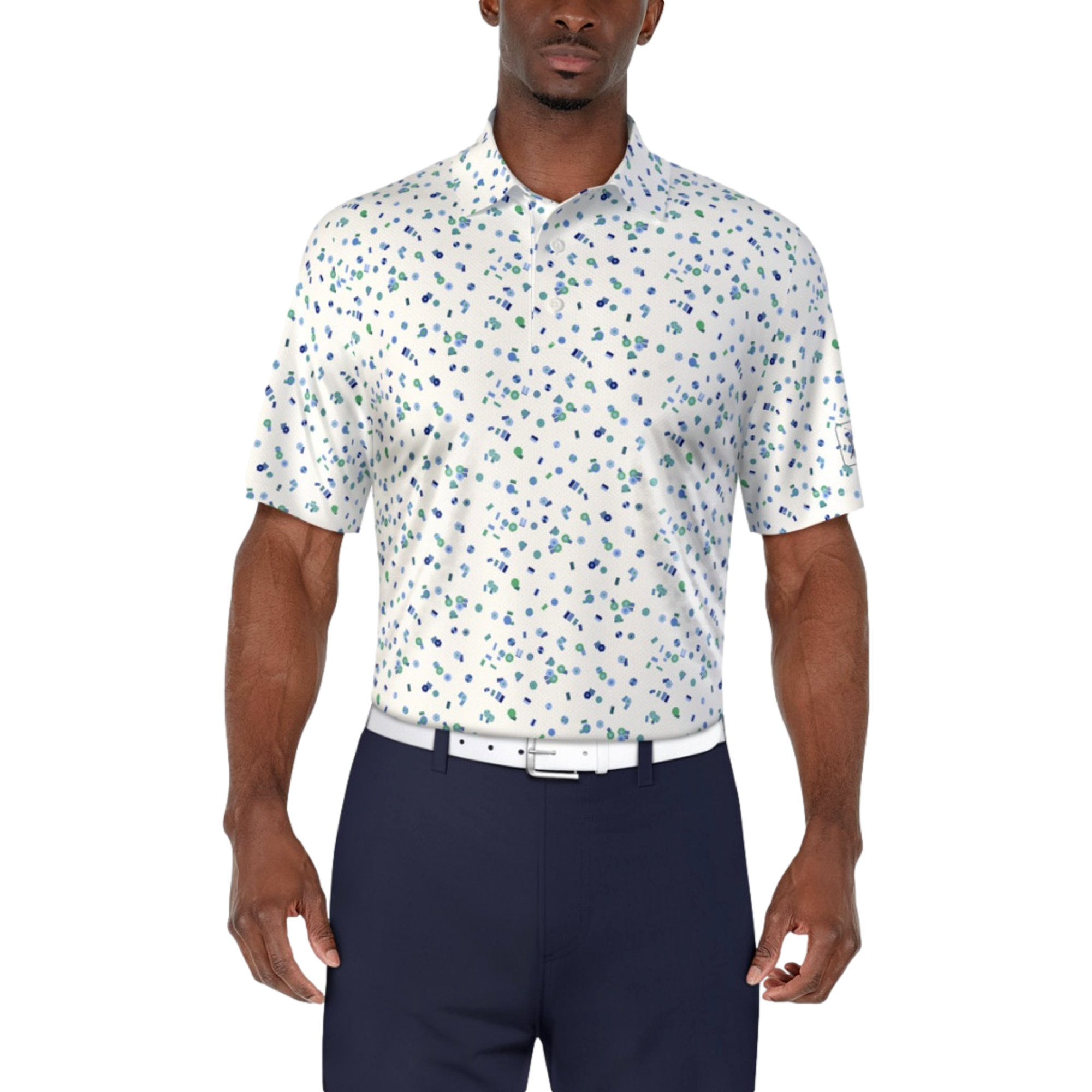 Umbrella Geo Printed Men's Short Sleeve Golf Polo Shirt