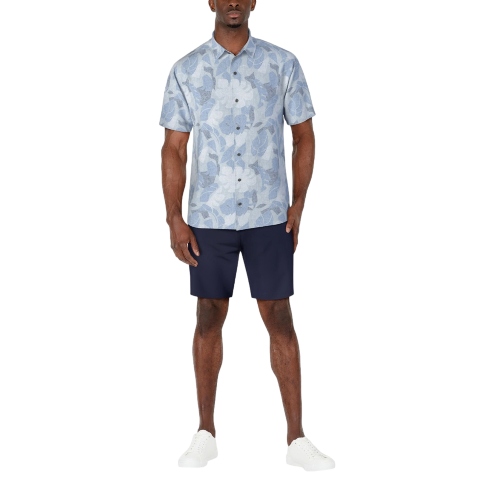 Etched Leaves Woven Button Down Shirt