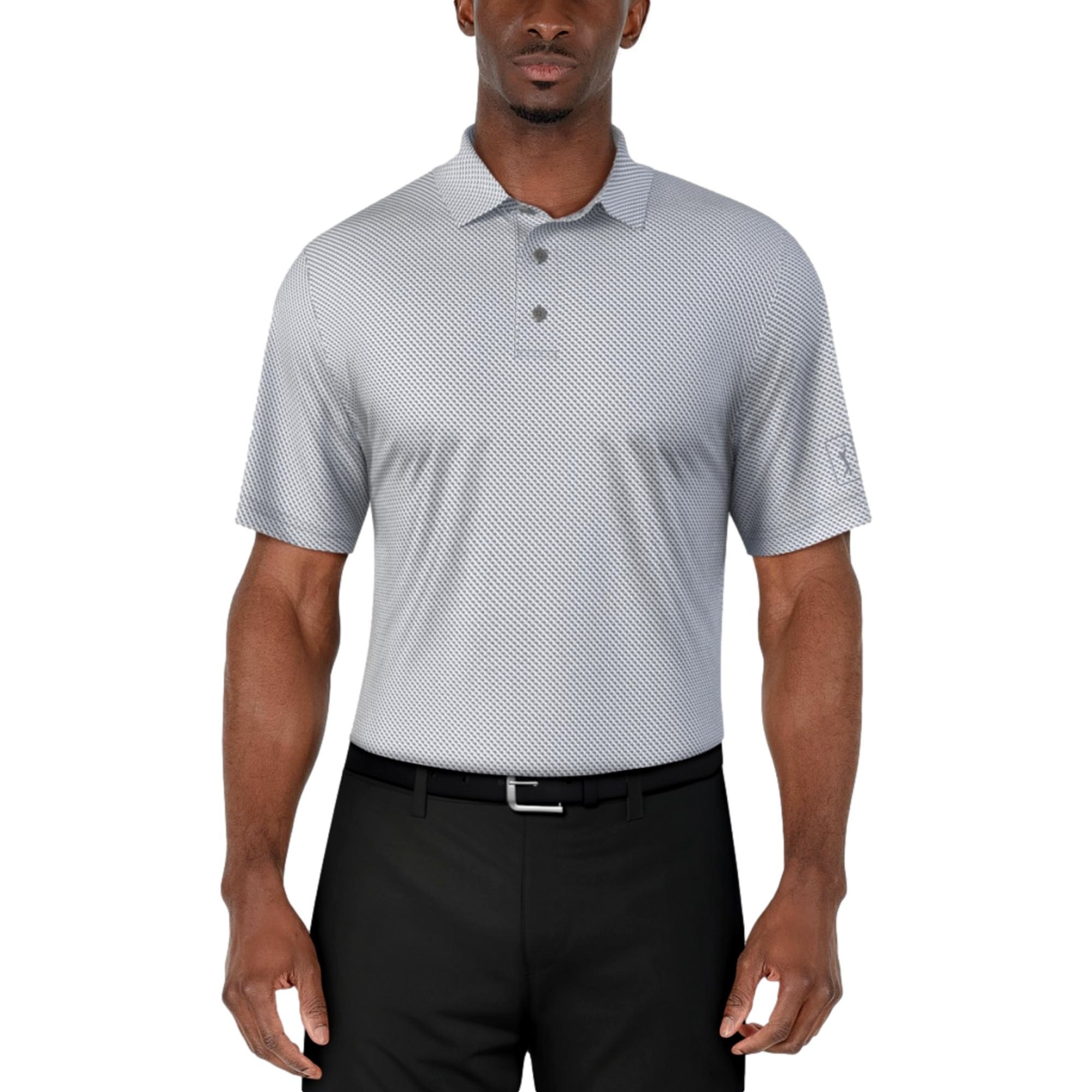 Micro Geo Printed Men's Short Sleeve Golf Polo Shirt