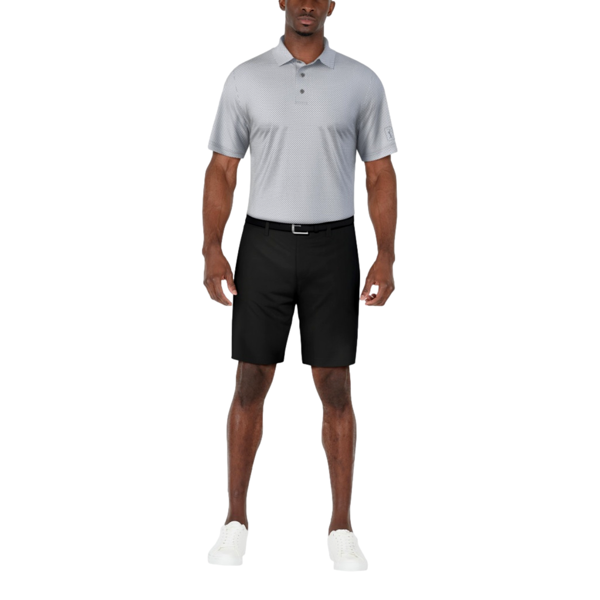 Micro Geo Printed Men's Short Sleeve Golf Polo Shirt