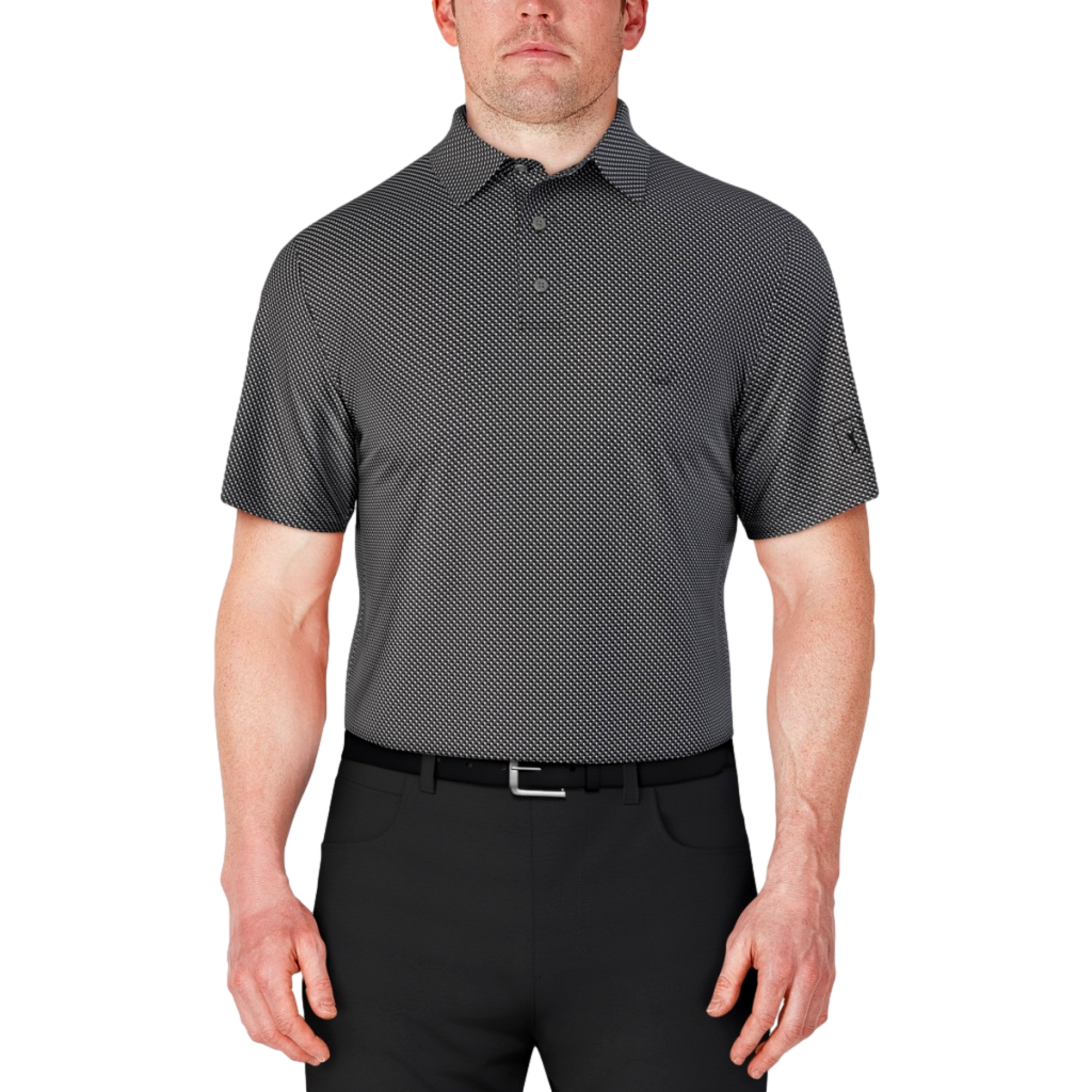 Micro Geo Printed Men's Short Sleeve Golf Polo Shirt