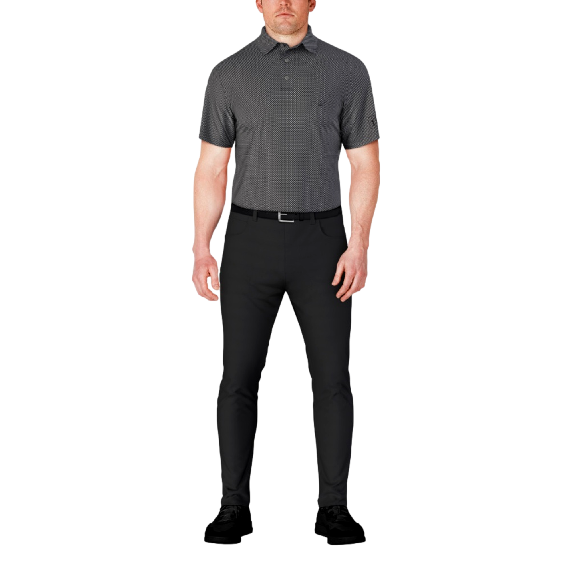 Micro Geo Printed Men's Short Sleeve Golf Polo Shirt