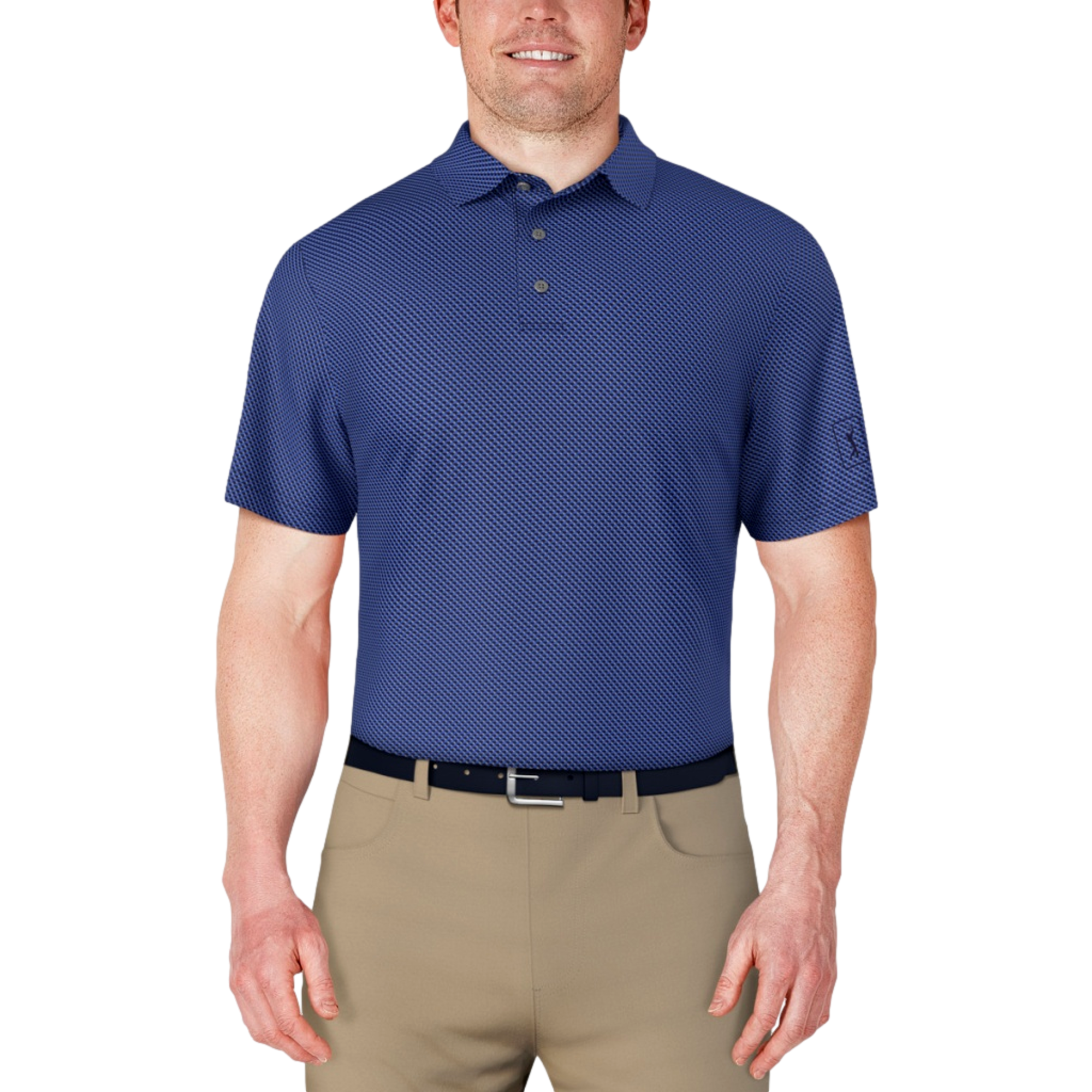 Micro Geo Printed Men's Short Sleeve Golf Polo Shirt