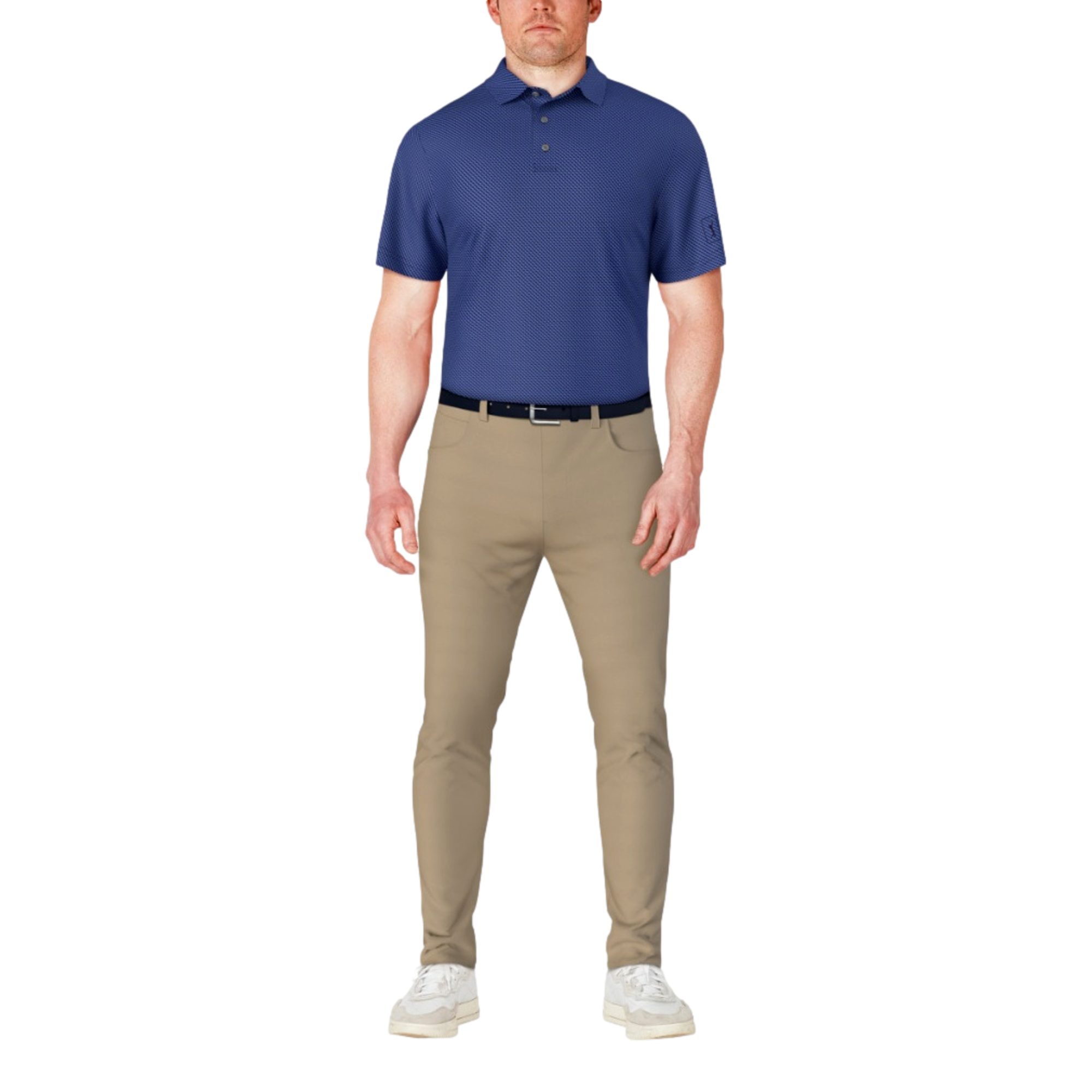 Micro Geo Printed Men's Short Sleeve Golf Polo Shirt