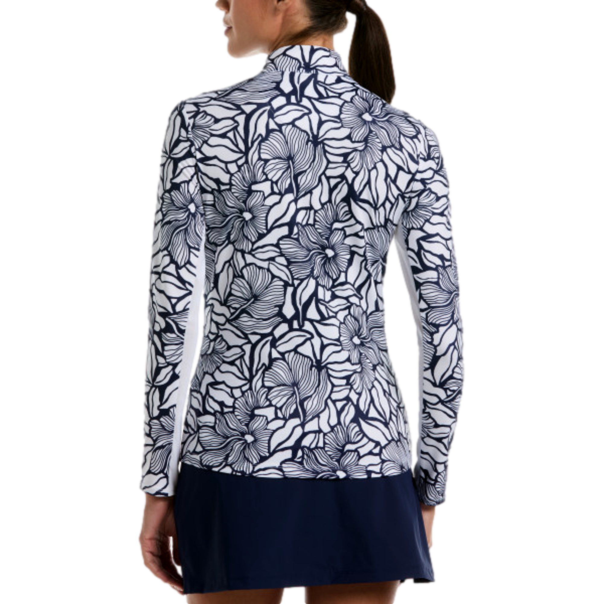 Abstract Floral Print Sun Protection Women's Golf Quarter Zip