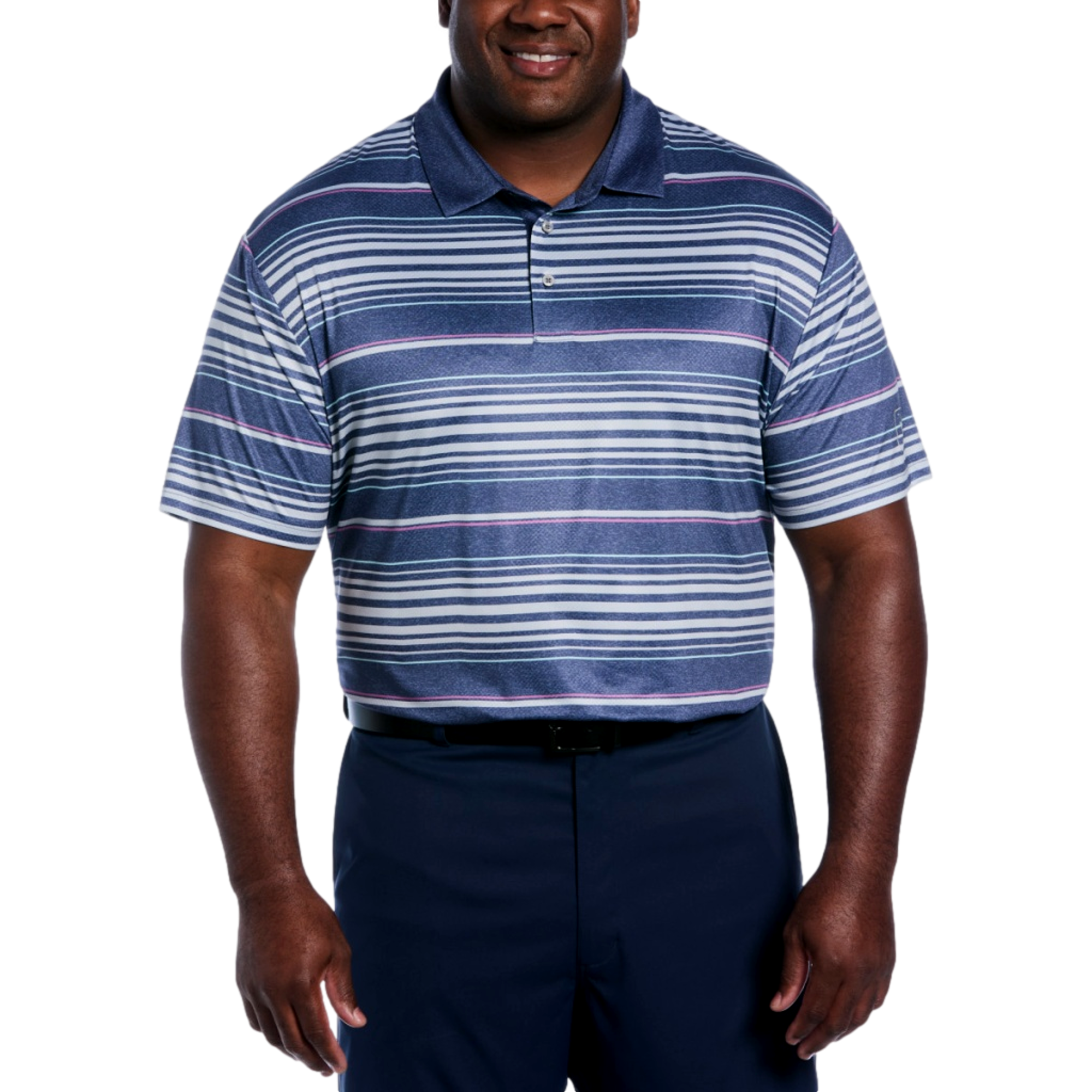 All Over Stripe Printed Big & Tall Men's Short Sleeve Golf Polo Shirt