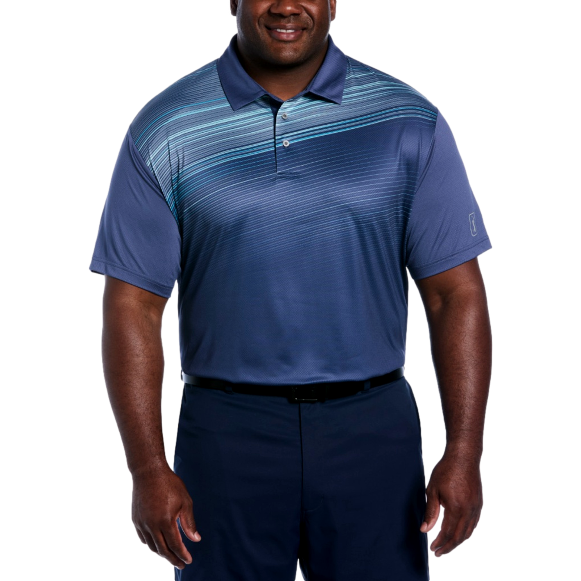 Asymmetric Stripe Printed Big & Tall Men's Short Sleeve Golf Polo Shirt