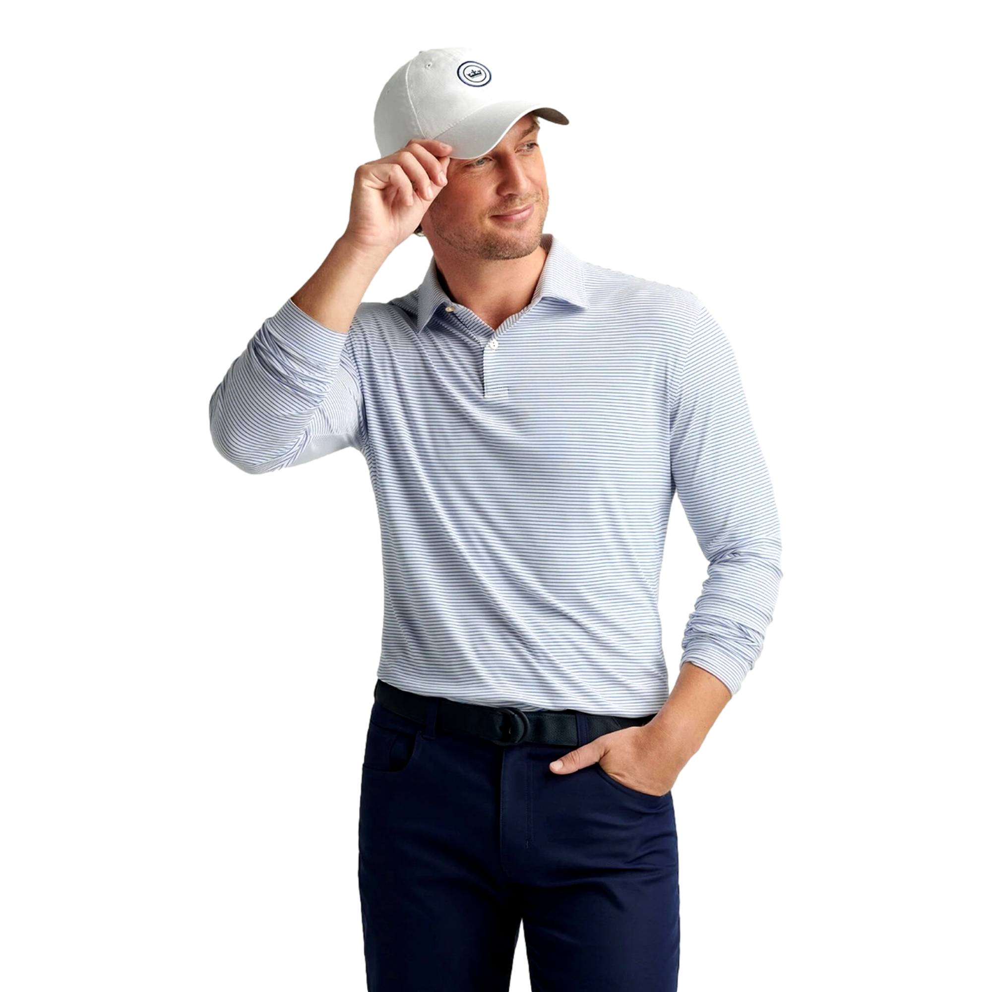 Featherweight Stripe Men's Long-Sleeve Short Sleeve Golf Polo Shirt