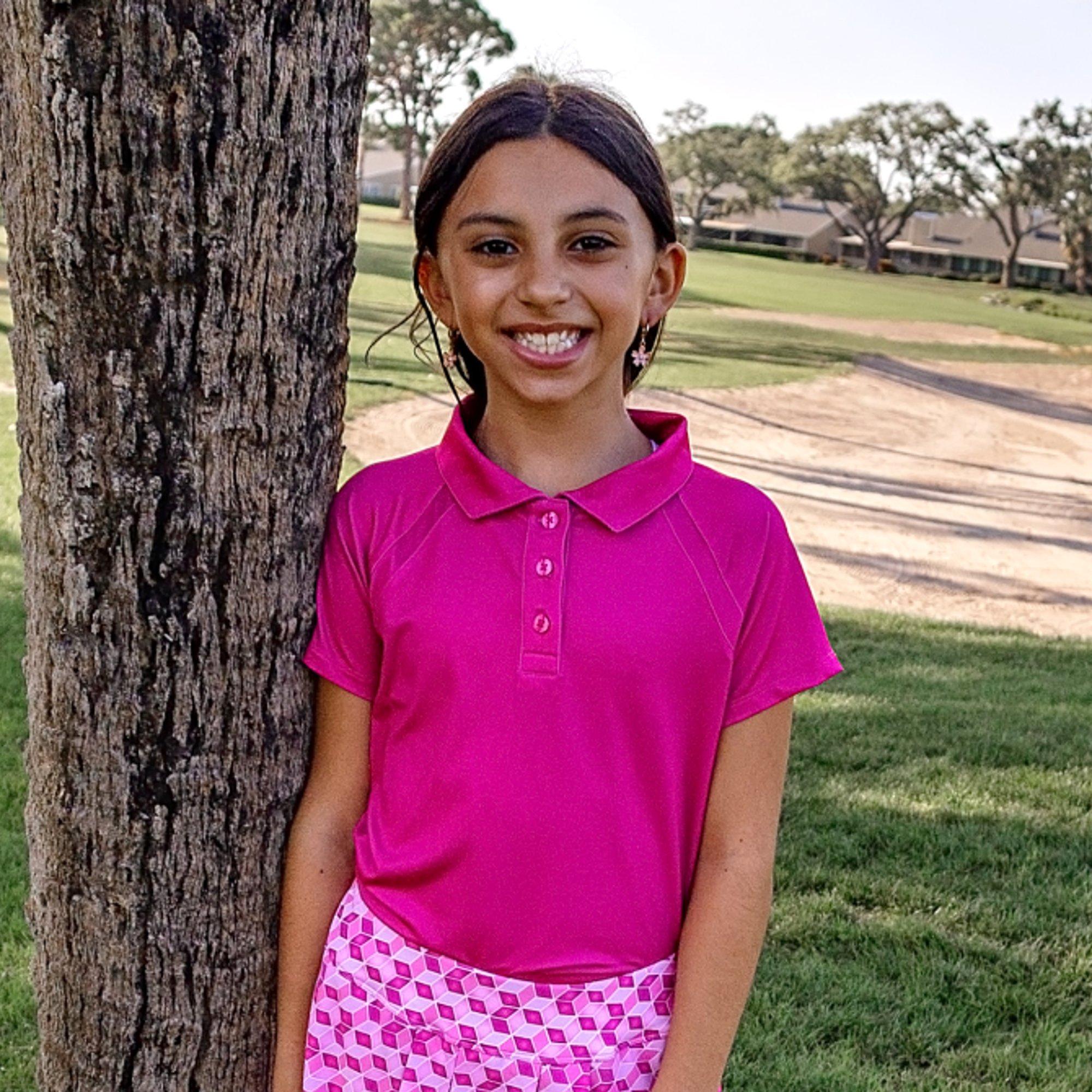 Reagan Cap Girls Short Sleeve Golf Polo Shirt