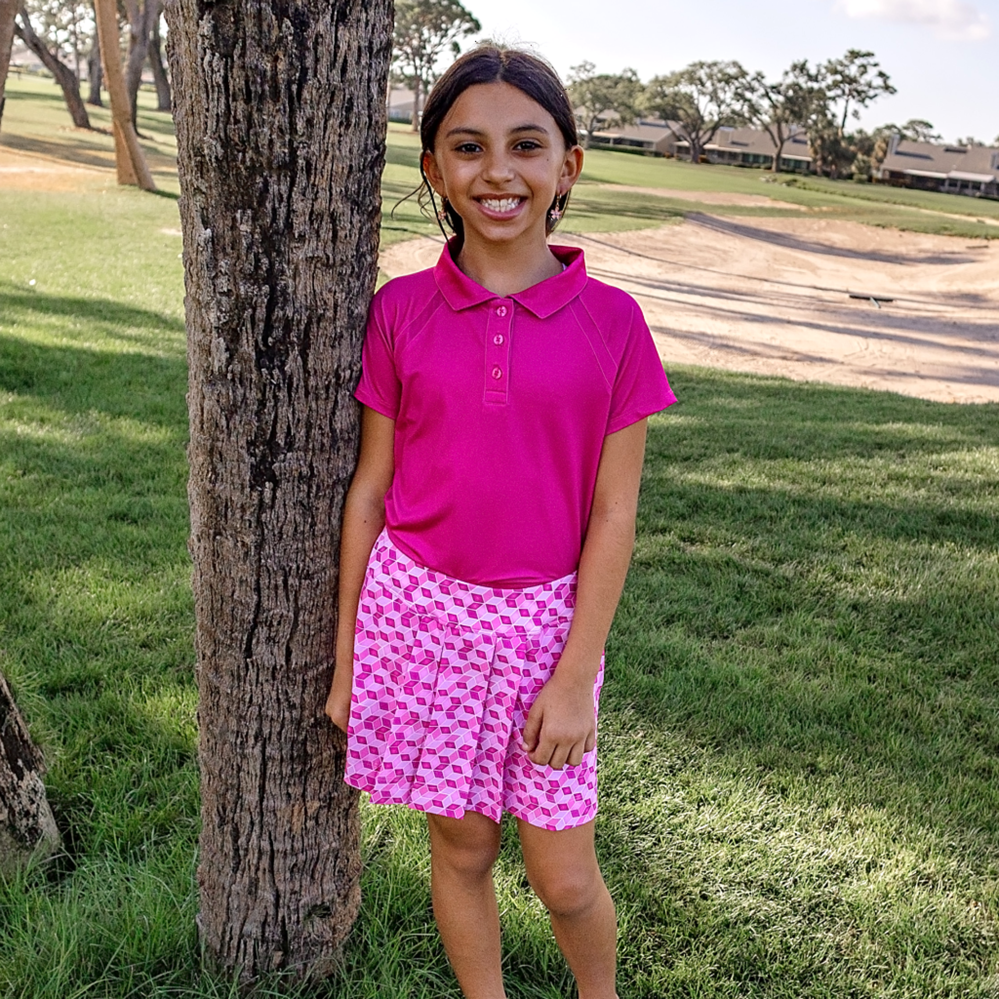 Reagan Cap Girls Short Sleeve Golf Polo