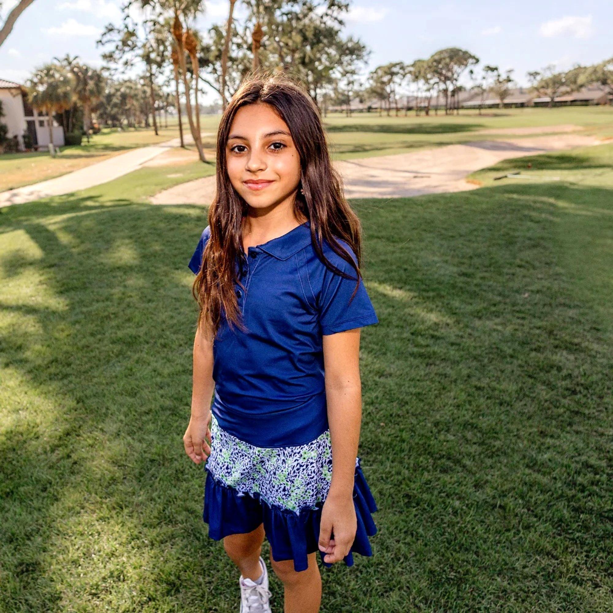 Reagan Cap Girls Short Sleeve Golf Polo Shirt