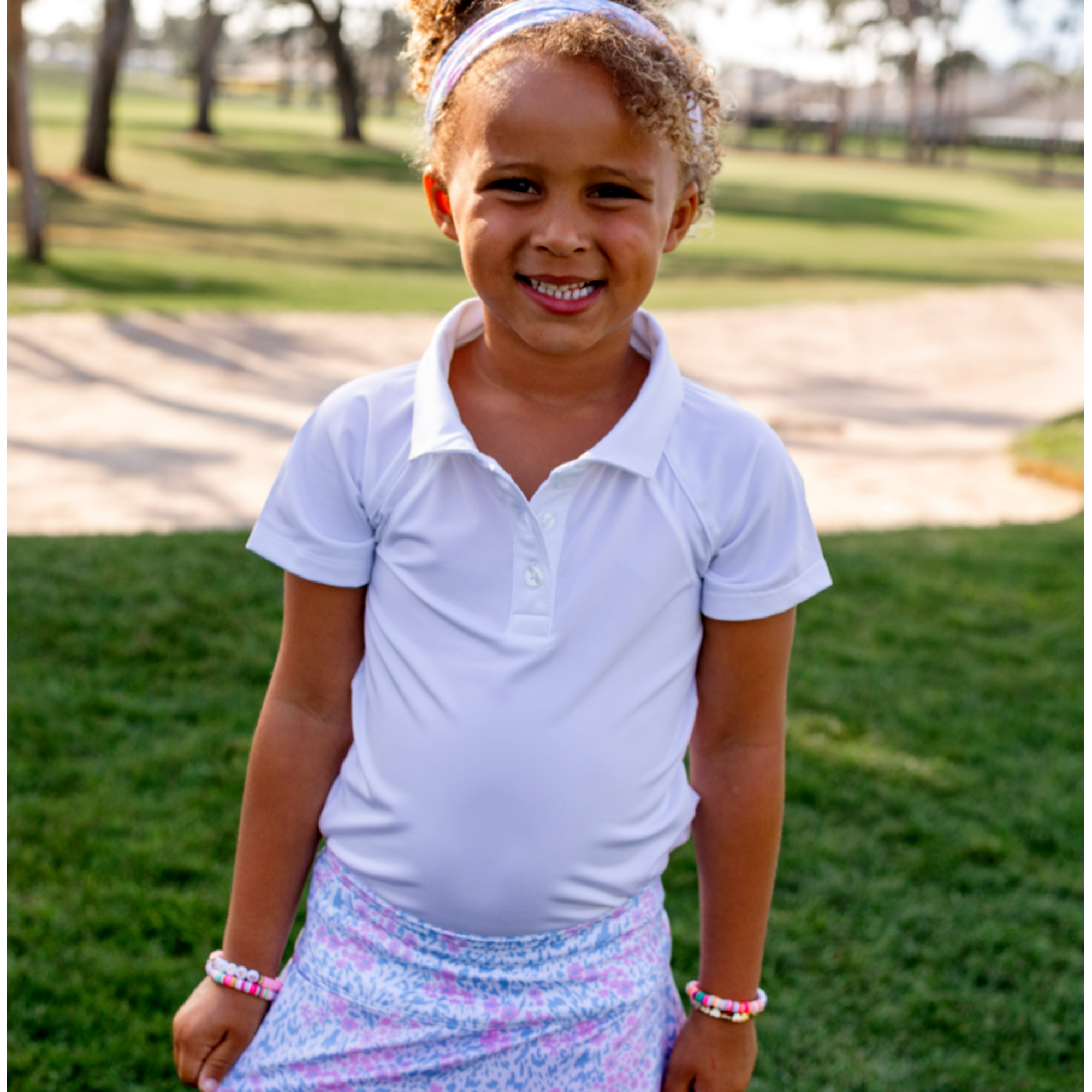 Reagan Cap Girls Short Sleeve Golf Polo Shirt