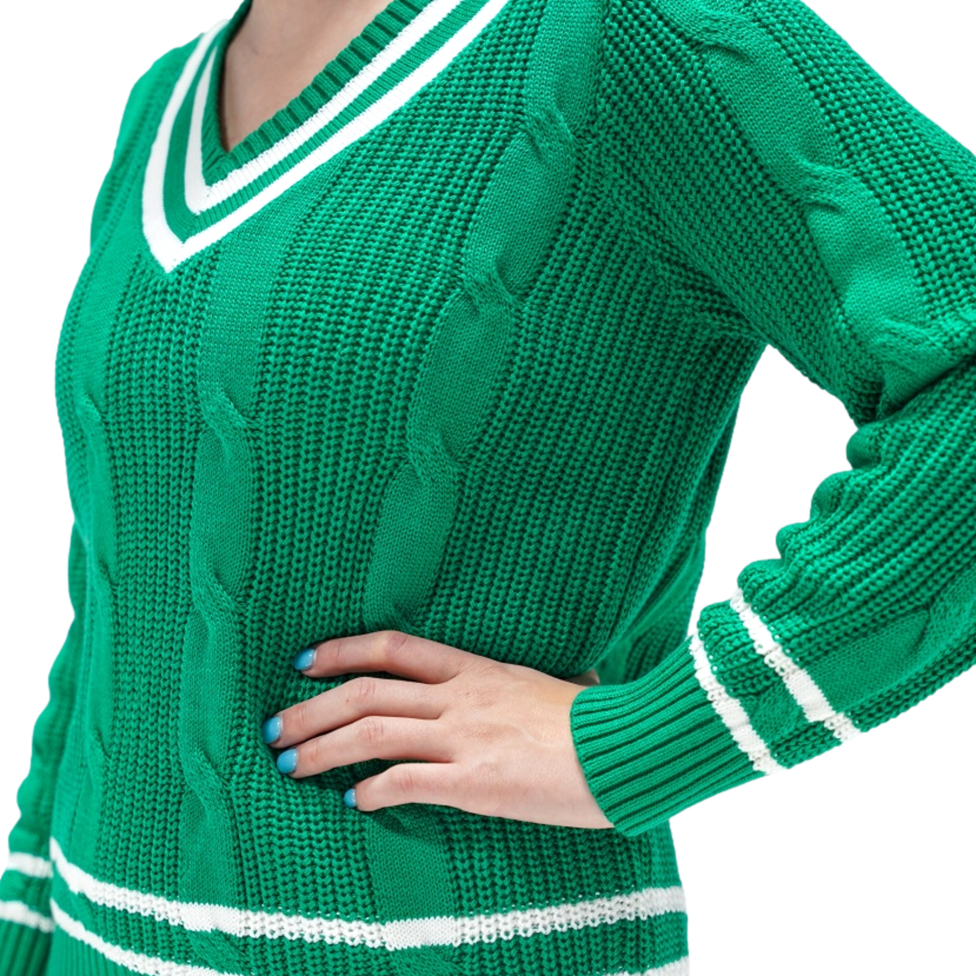 Women's Long Sleeve V-Neck Cable Knit Sweater
