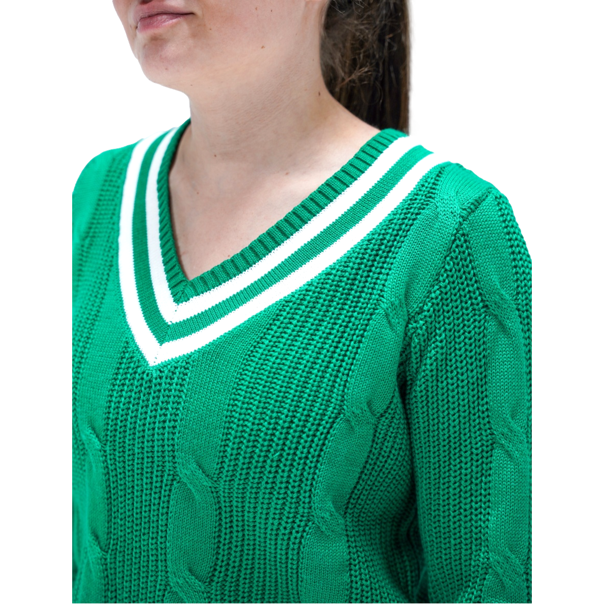 Women's Long Sleeve V-Neck Cable Knit Sweater