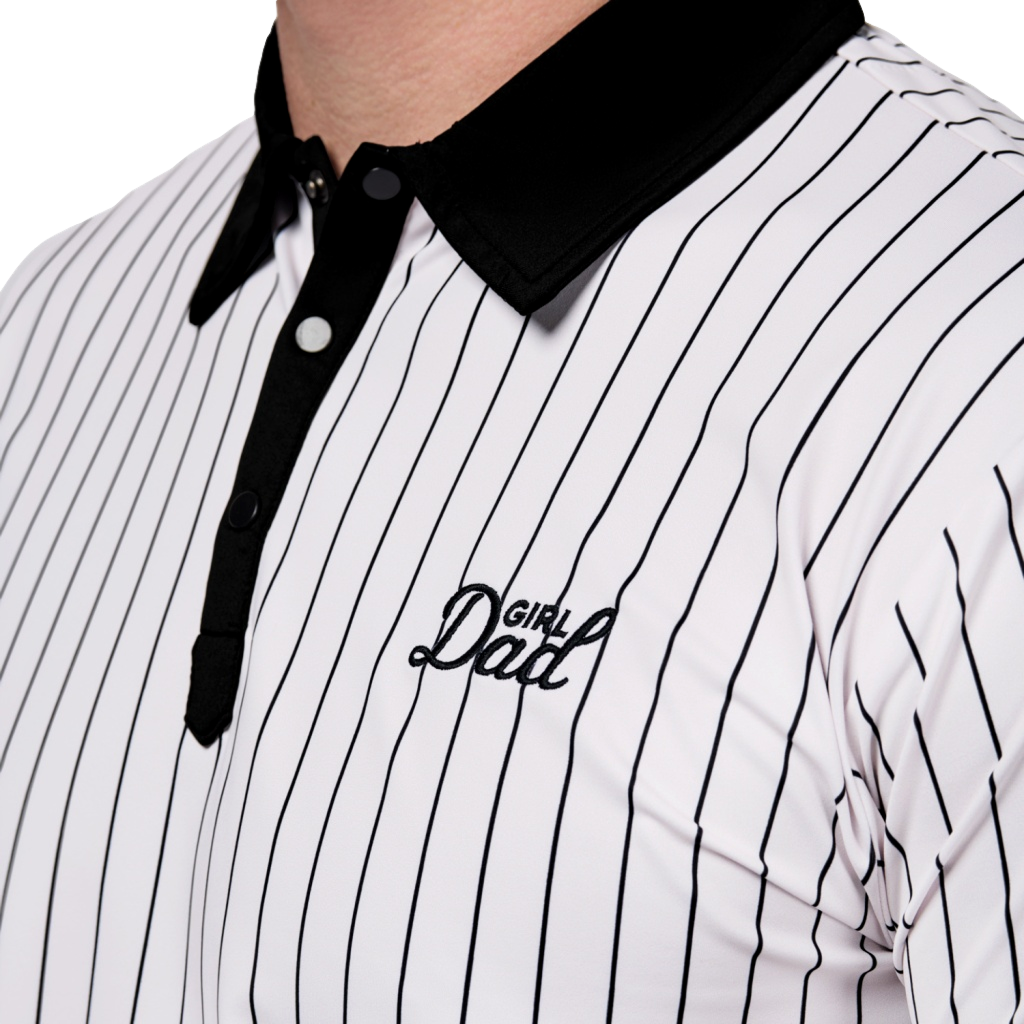 Girl Dad Retro Vertical Stripe Men's Golf Polo
