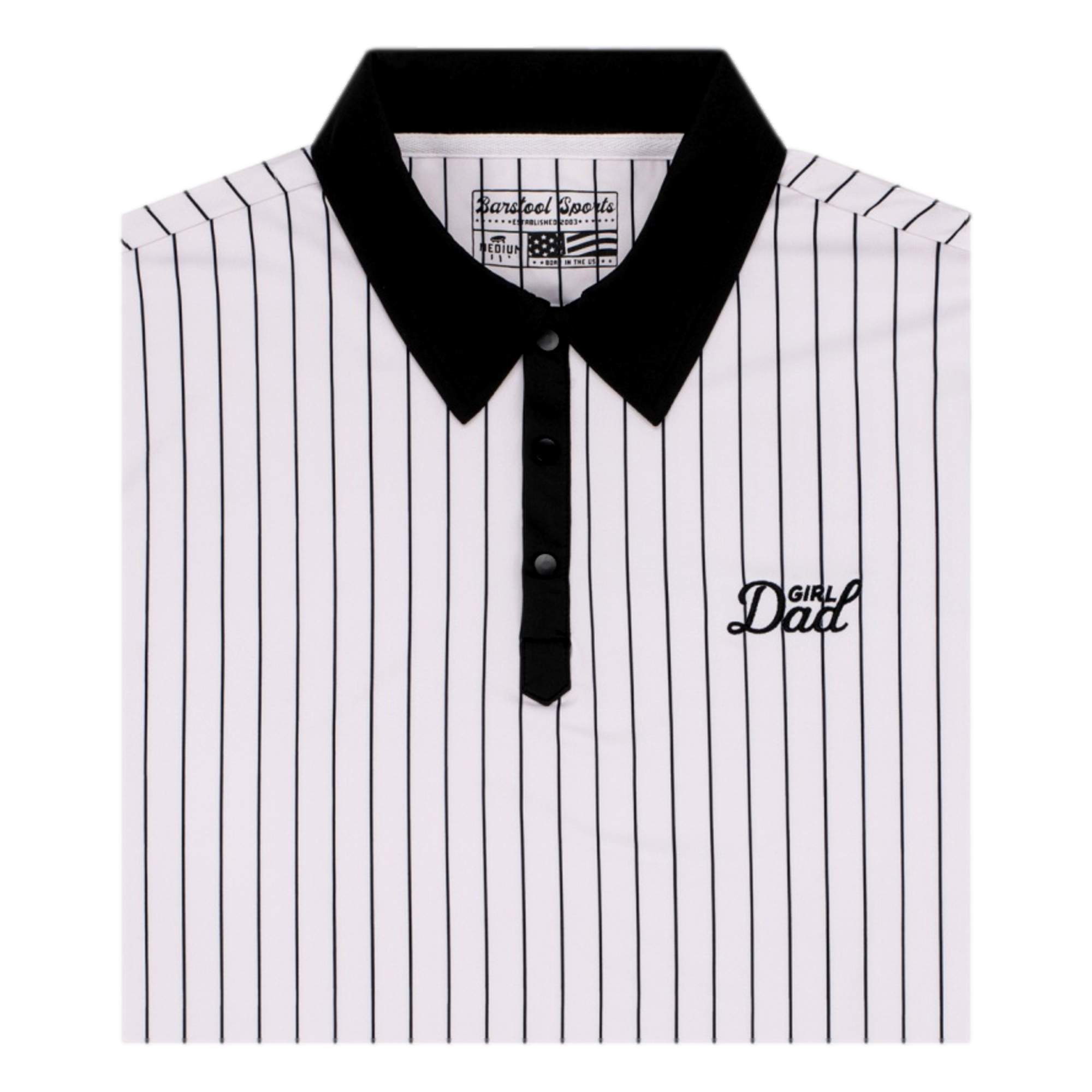 Girl Dad Retro Vertical Stripe Men's Golf Polo
