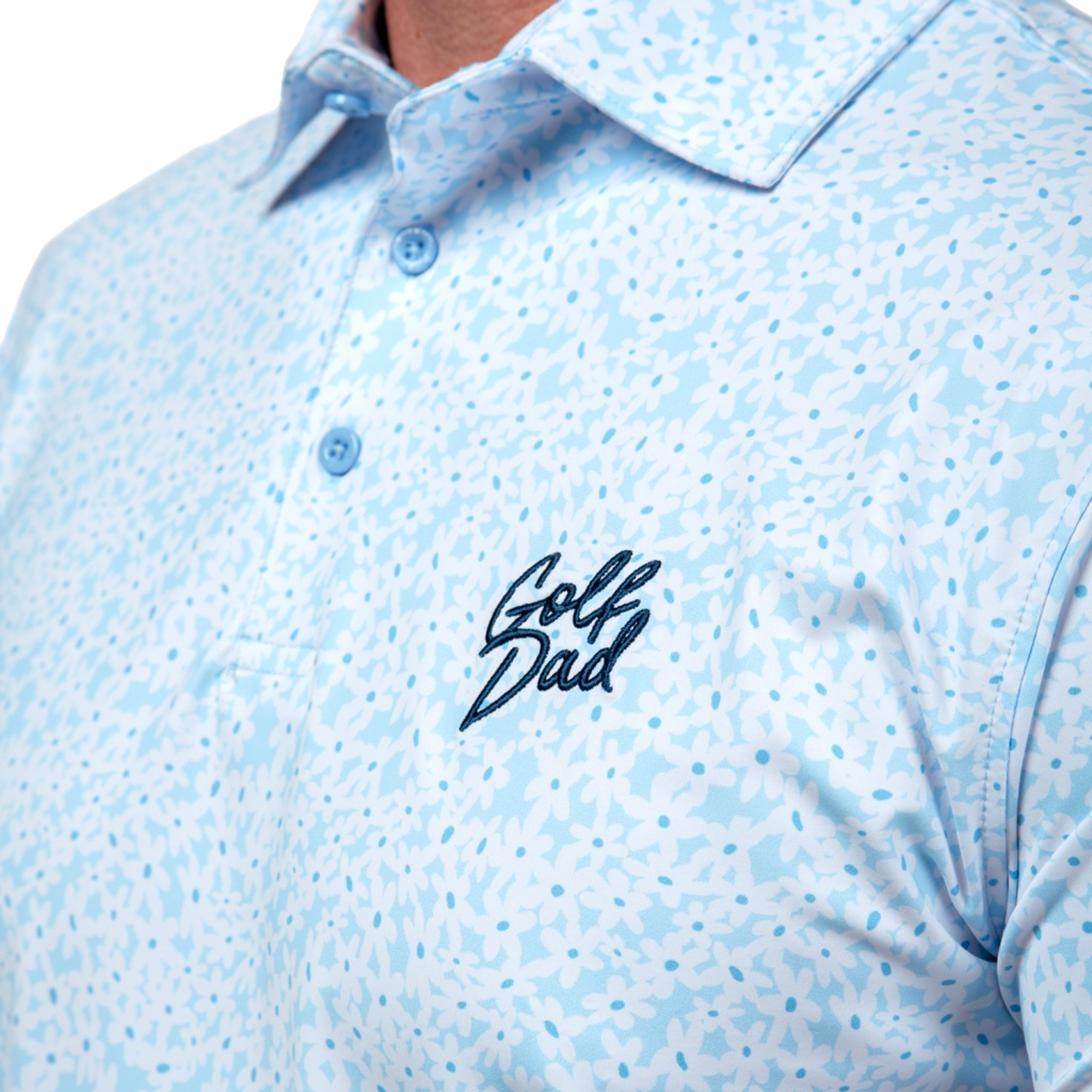 Dad Men's Floral Printed Short Sleeve Golf Polo Shirt