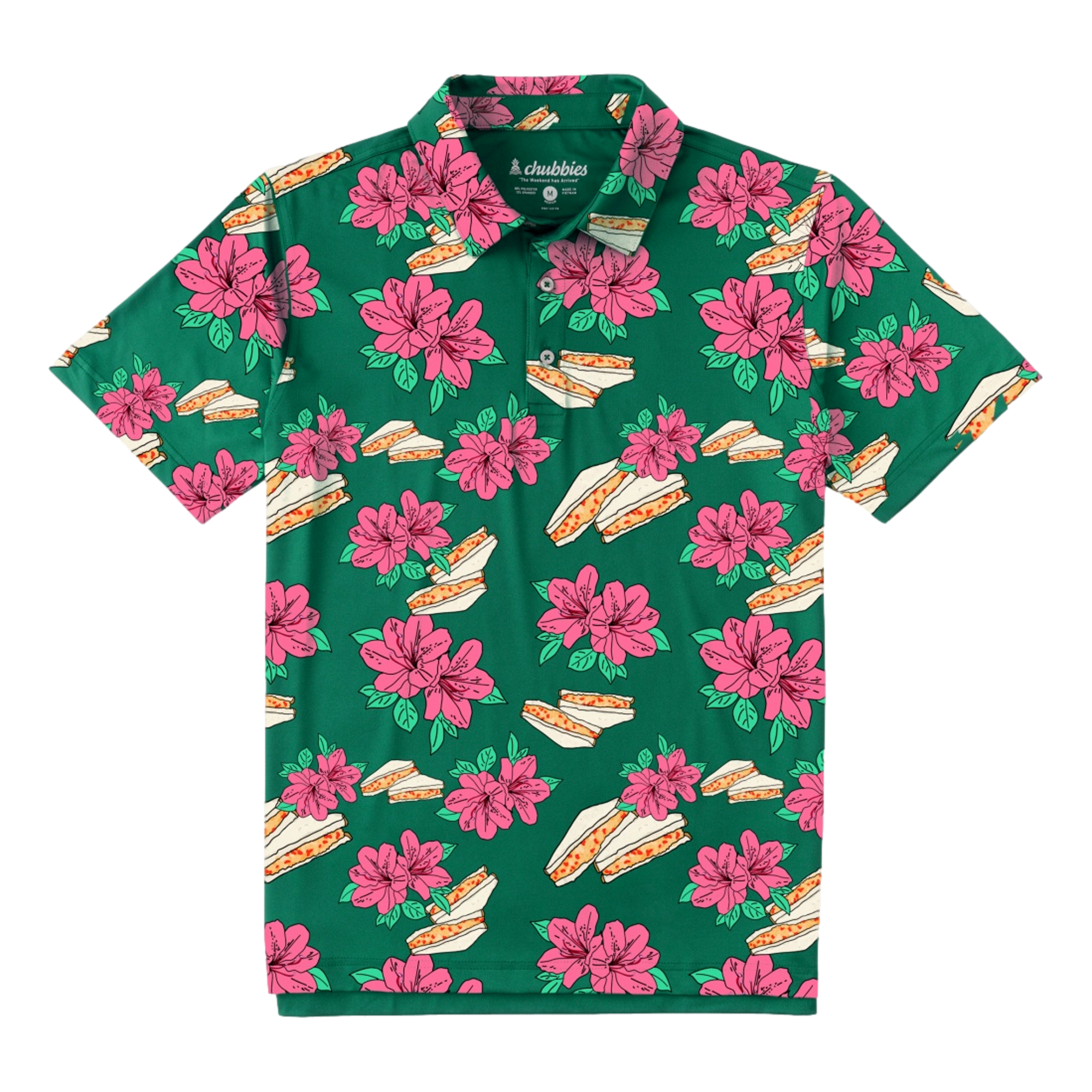 Pimento Cheese Azalea Print Polo Shirt