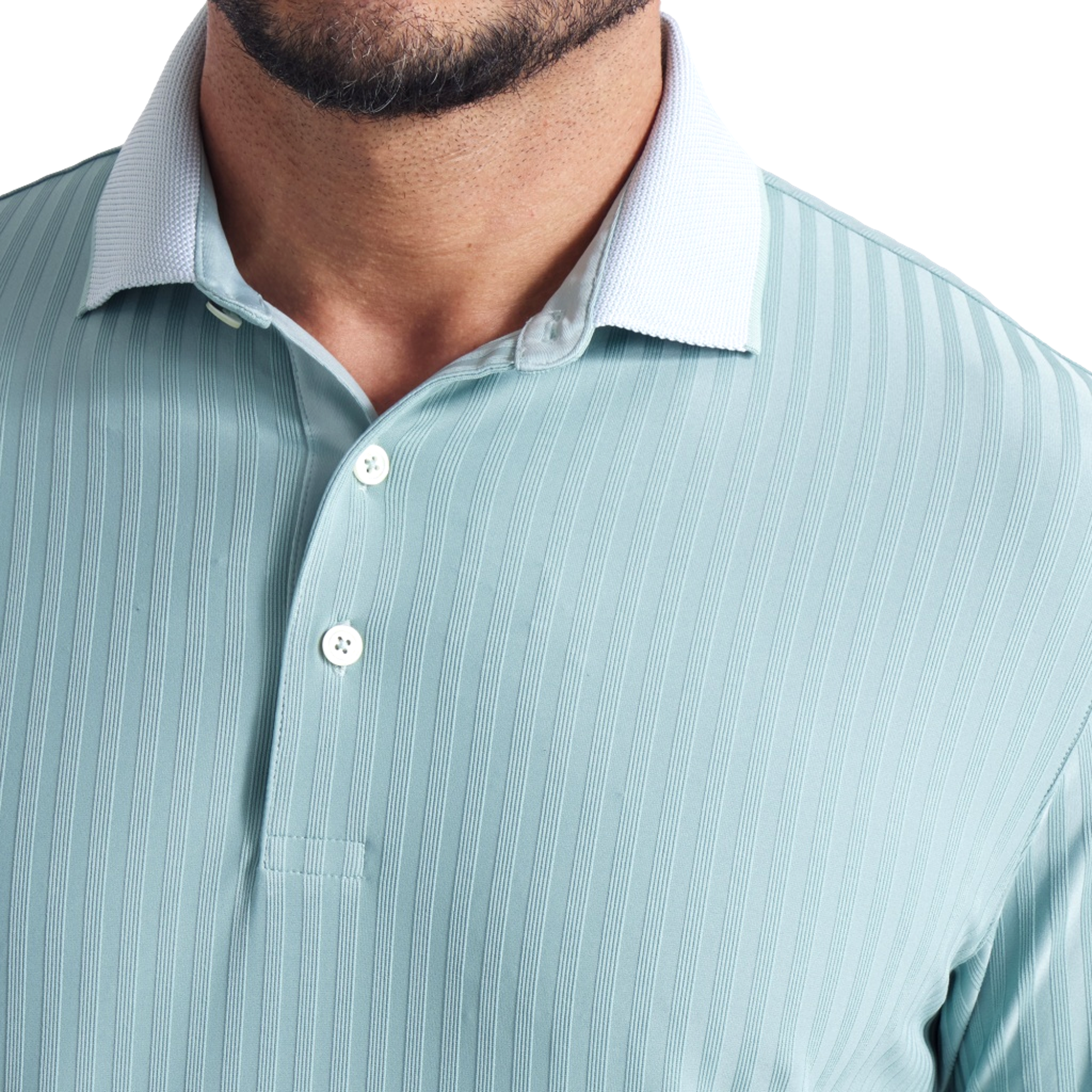 MATTR Stripe Men's Jacquard Short Sleeve Golf Polo Shirt