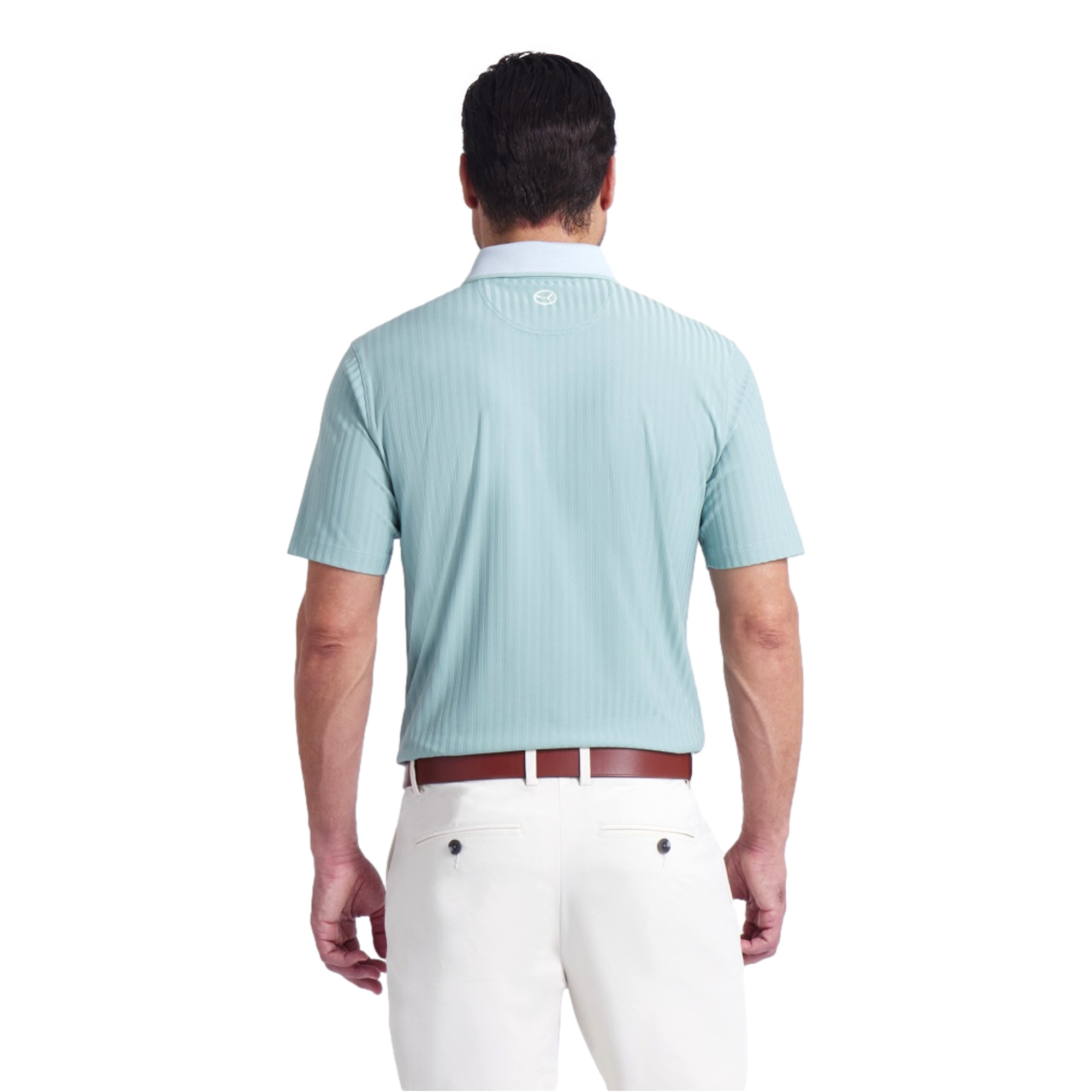 MATTR Stripe Men's Jacquard Short Sleeve Golf Polo Shirt