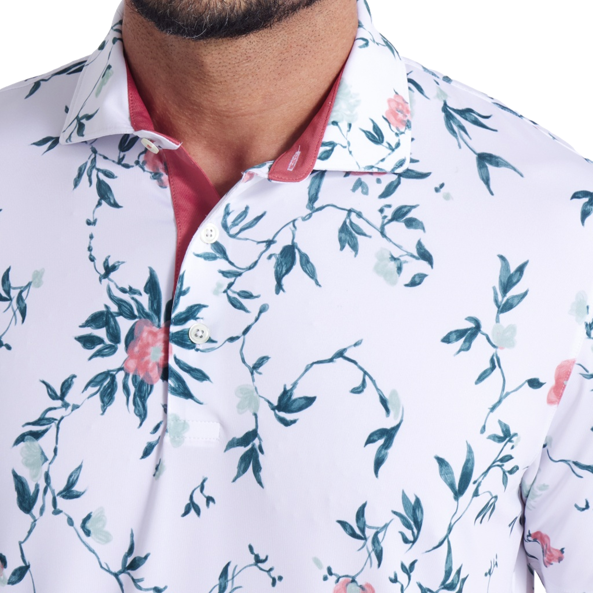 MATTR Men's Water Floral Short Sleeve Golf Polo Shirt