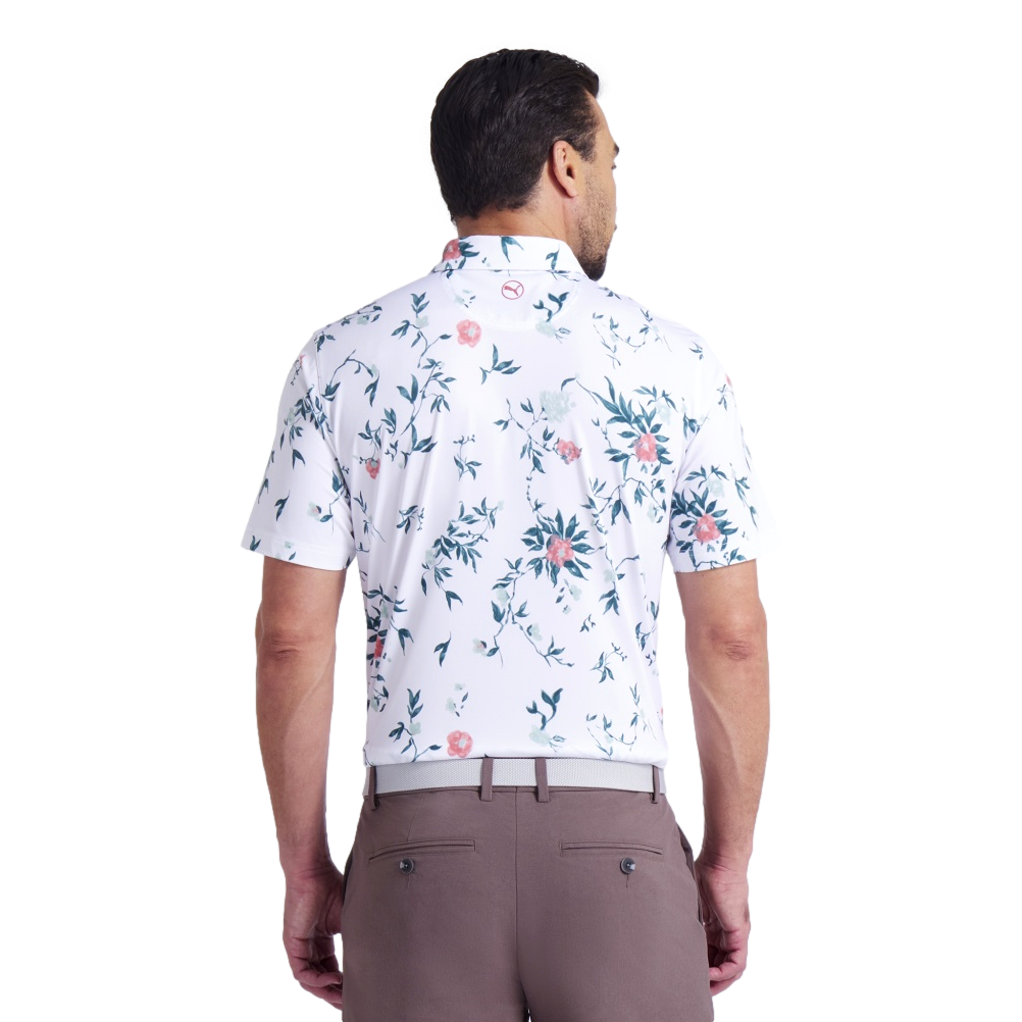 MATTR Men's Water Floral Short Sleeve Golf Polo Shirt