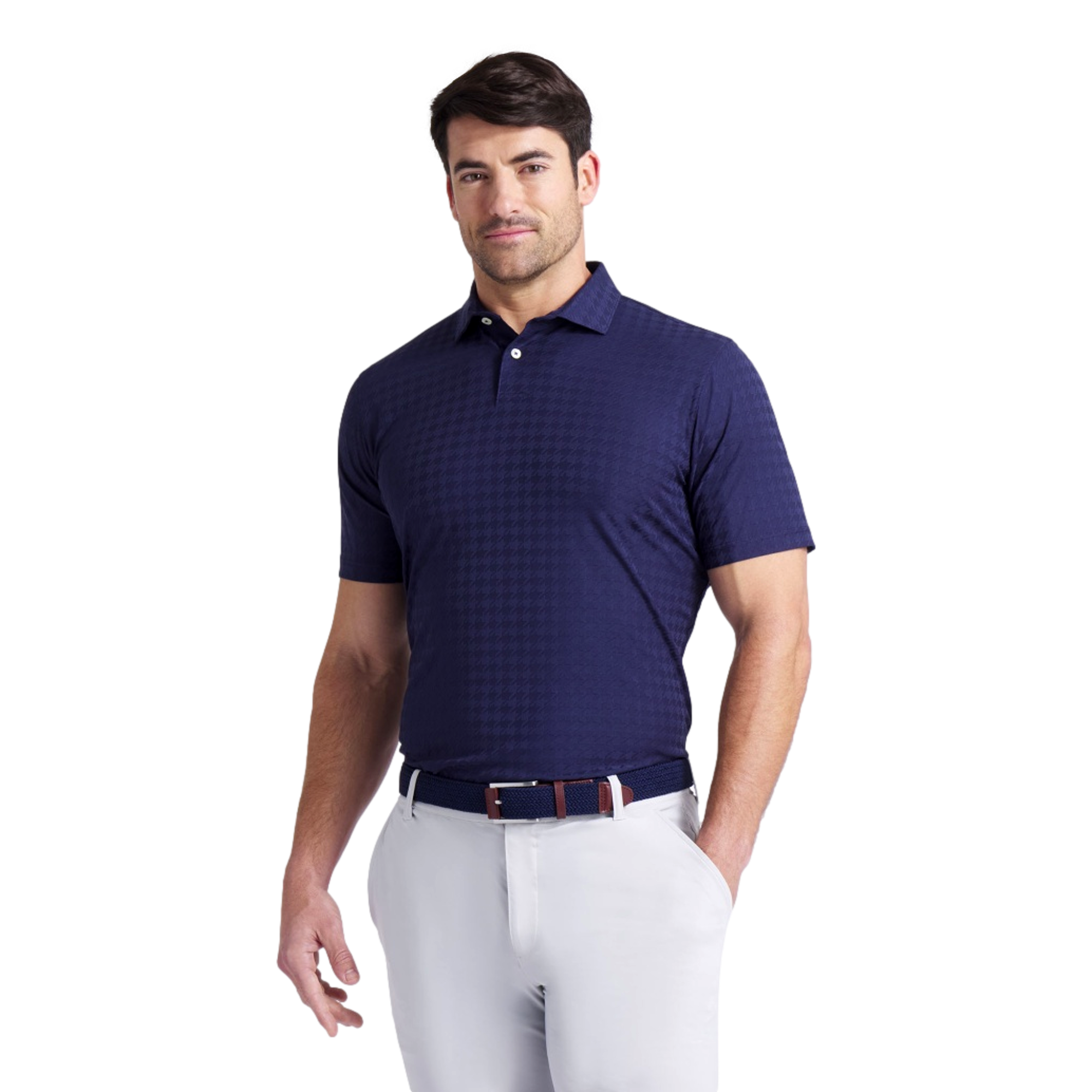 MATTR Houdstooth Men's Short Sleeve Golf Polo Shirt