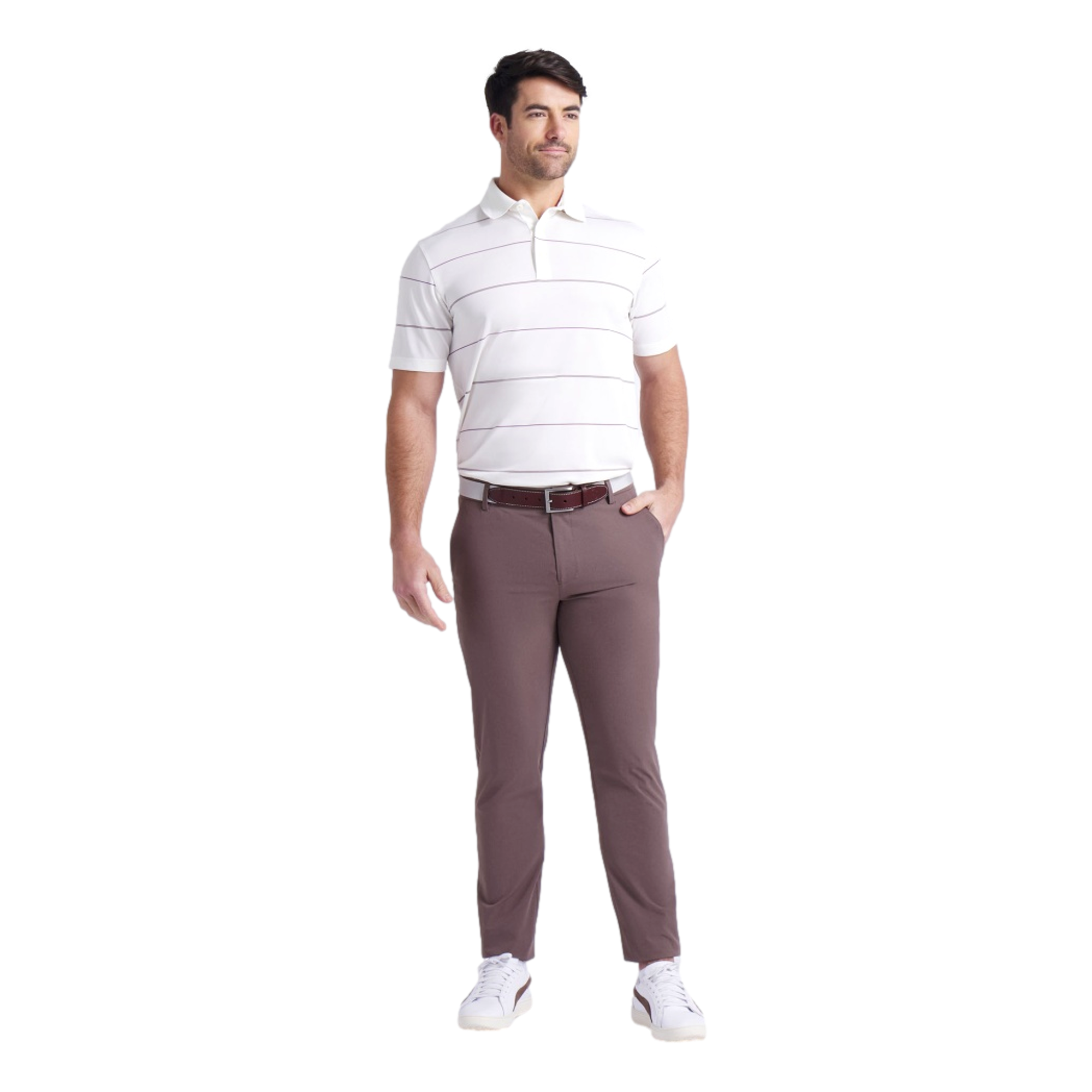 Puma X AP Men's Striped Short Sleeve Golf Polo Shirt