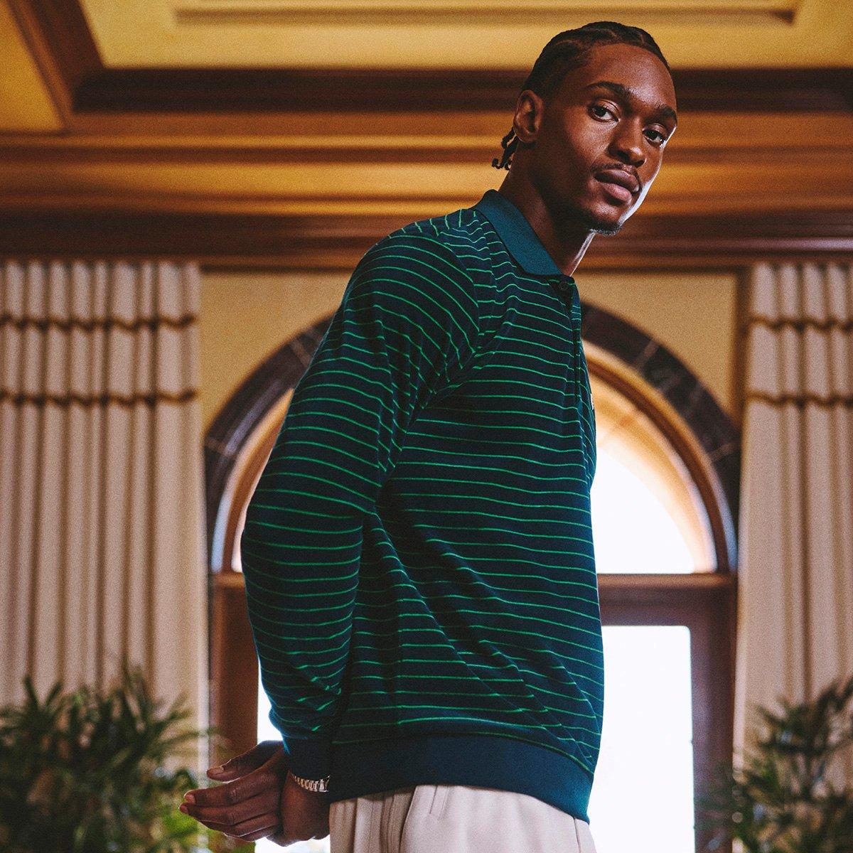 Originals Velour Mens Men's Long Sleeve Golf Polo Shirt