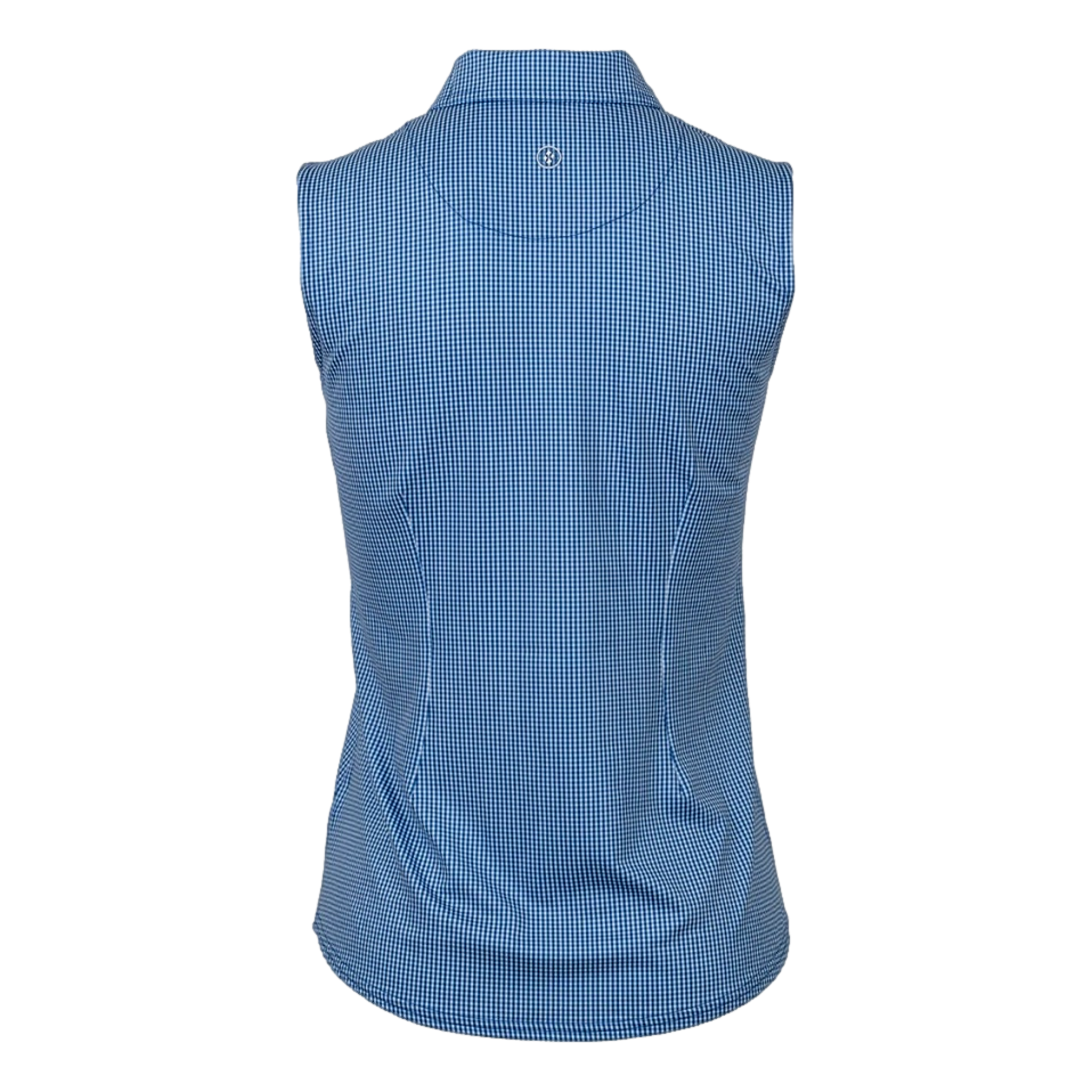 Gingham Zip Women's Sleeveless Golf Polo Shirt