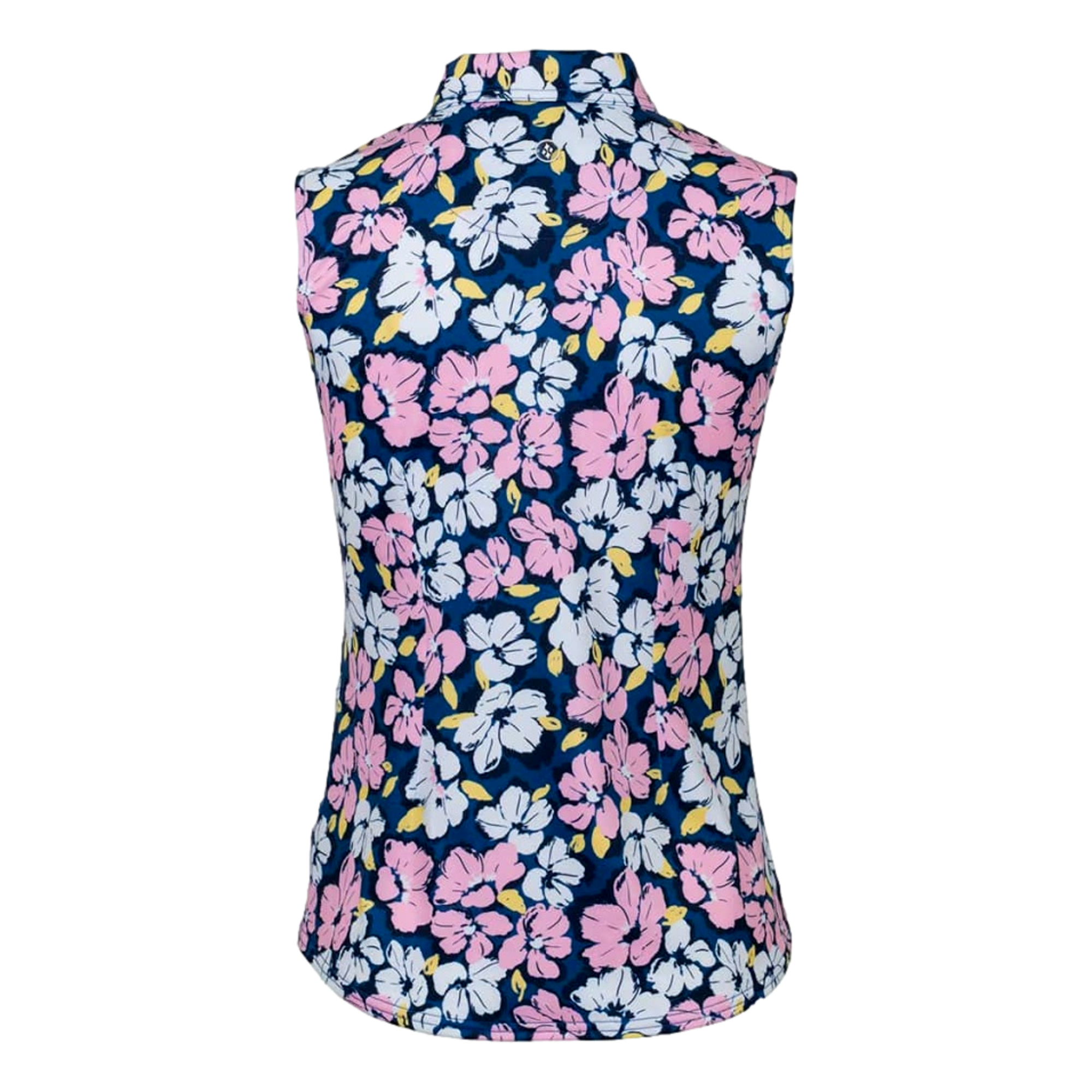 Floral Zip Women's Sleeveless Golf Polo Shirt