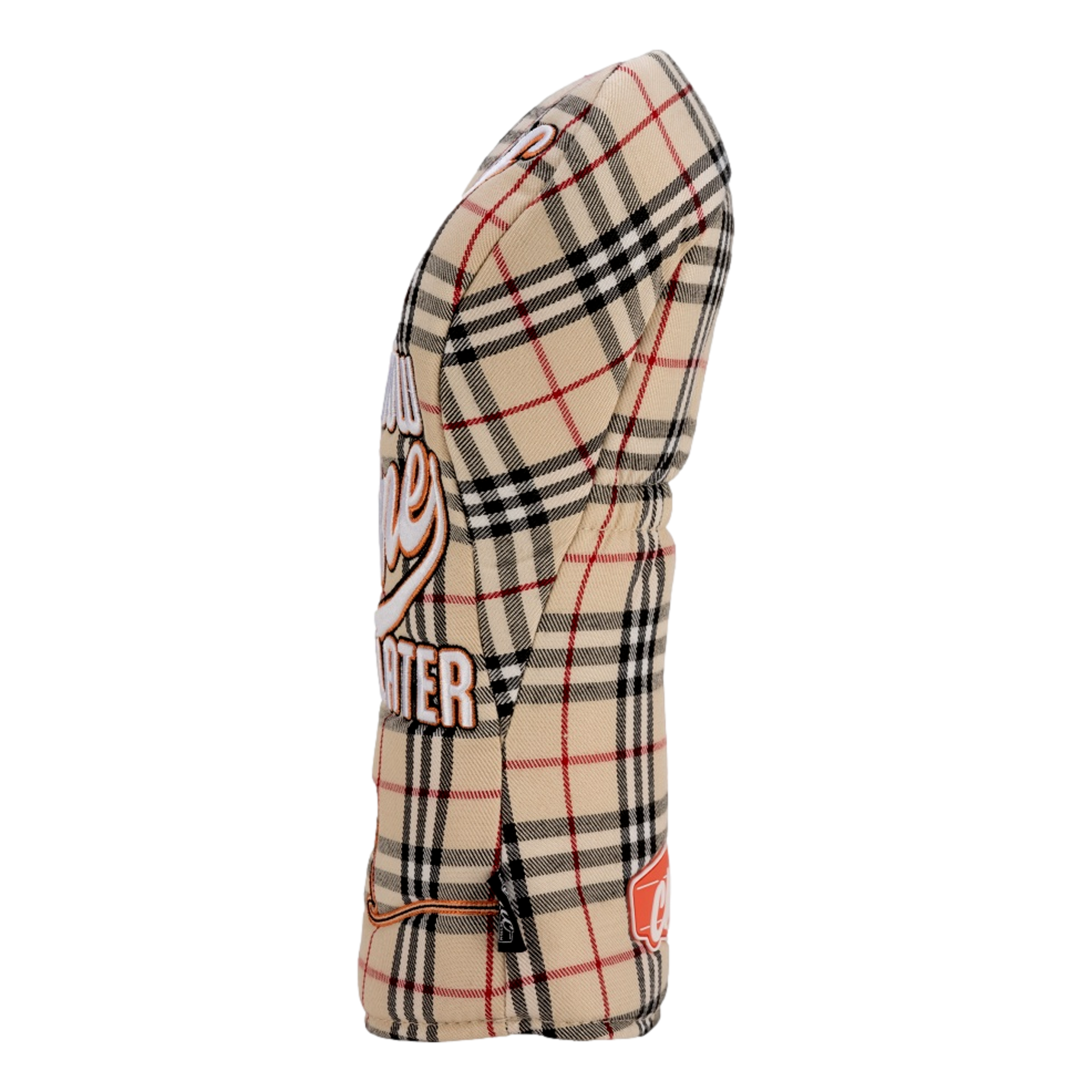 Golf Now Wine Later Plaid Driver Headcover