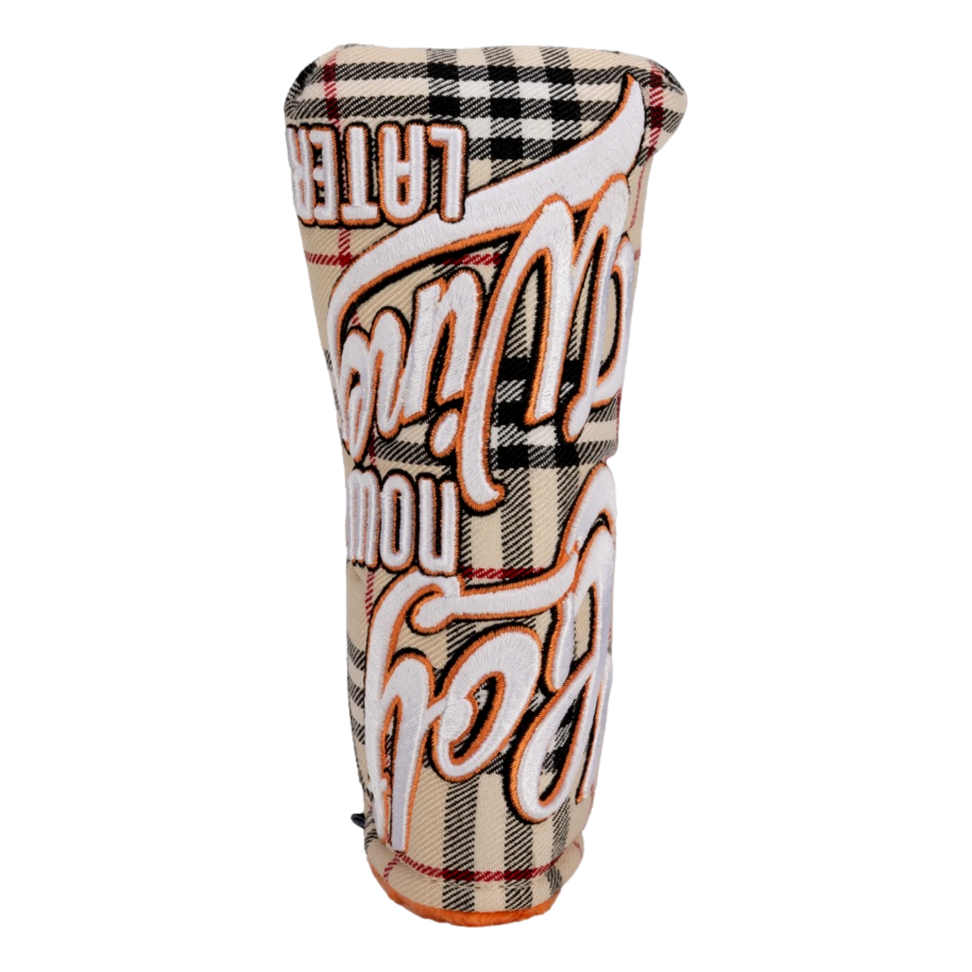 Golf Now Wine Later Plaid Blade Putter Headcover