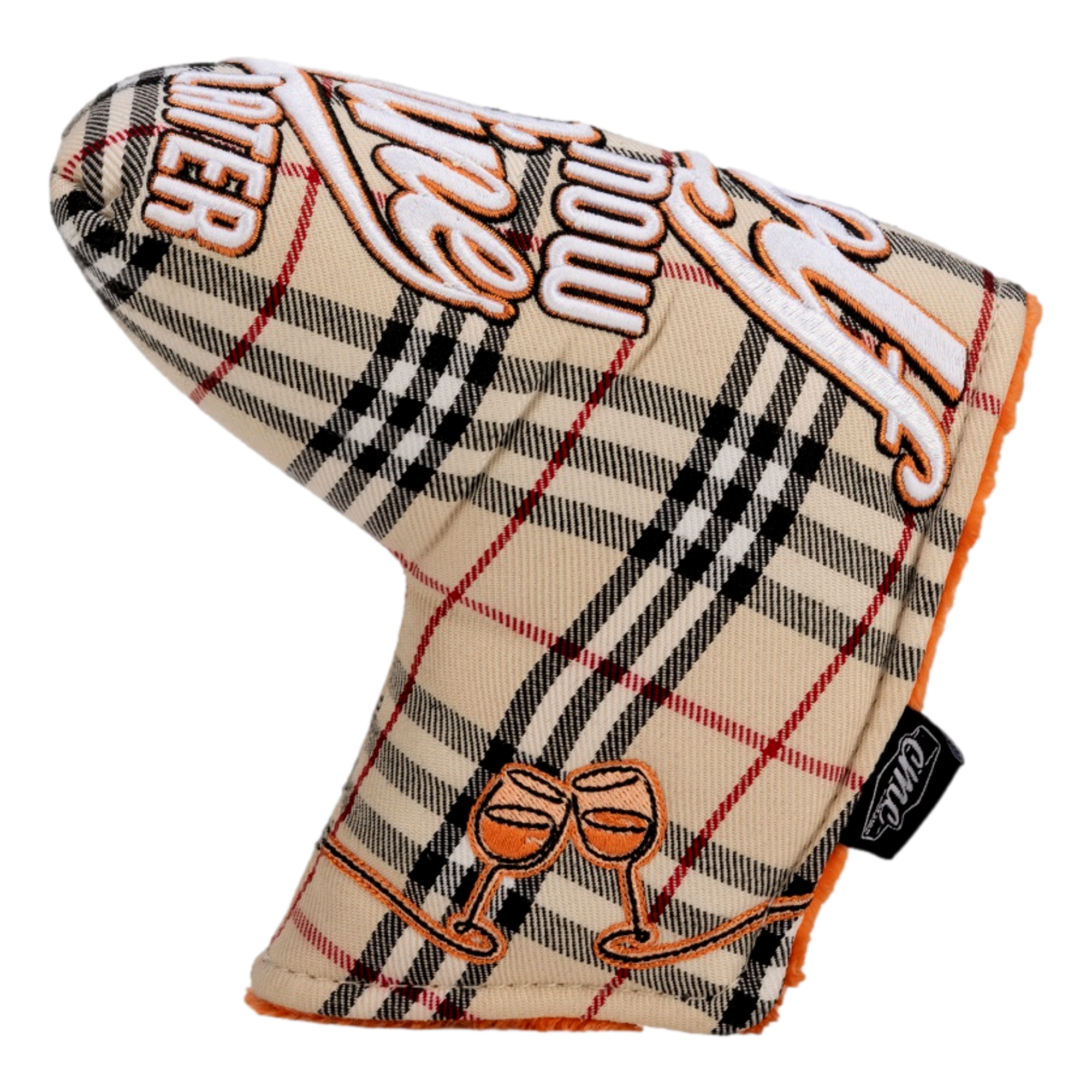 Golf Now Wine Later Plaid Blade Putter Headcover