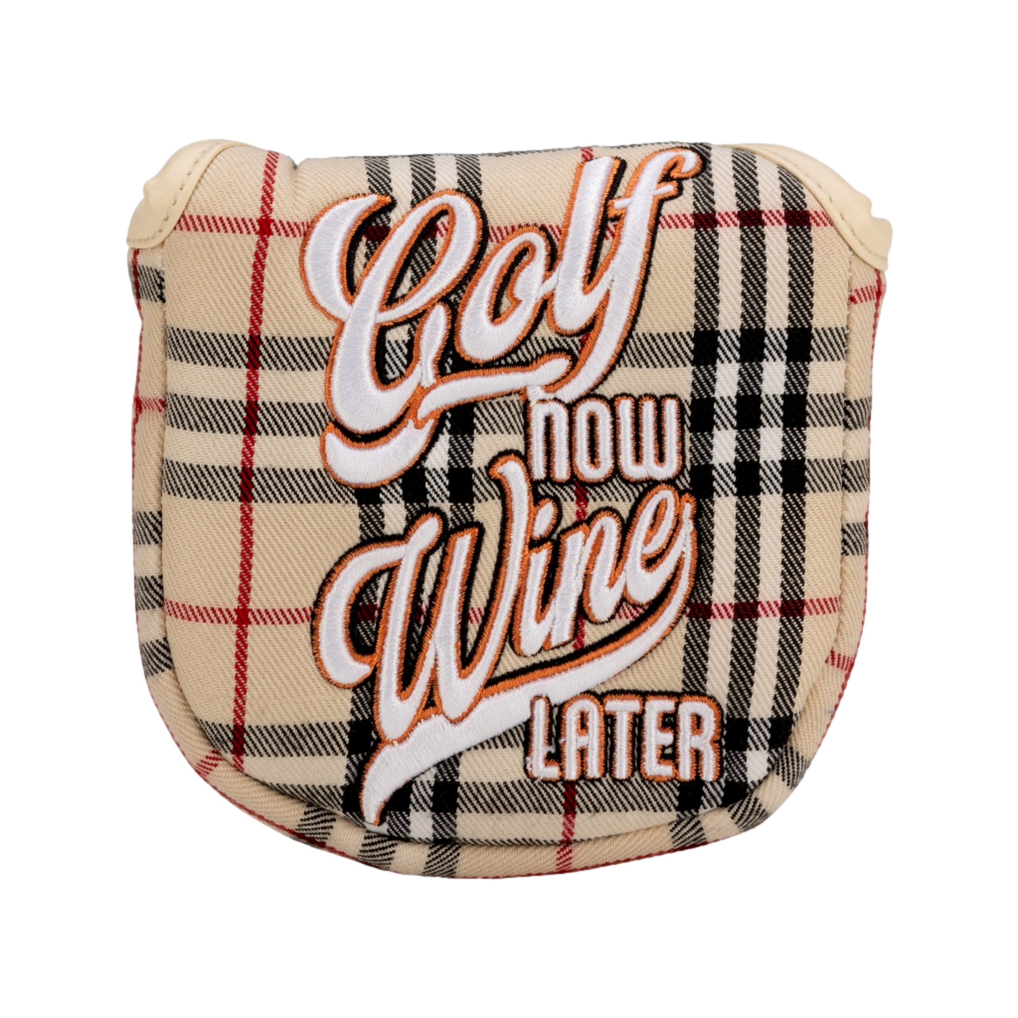 Golf Now Wine Later Plaid Mallet Putter Headcover