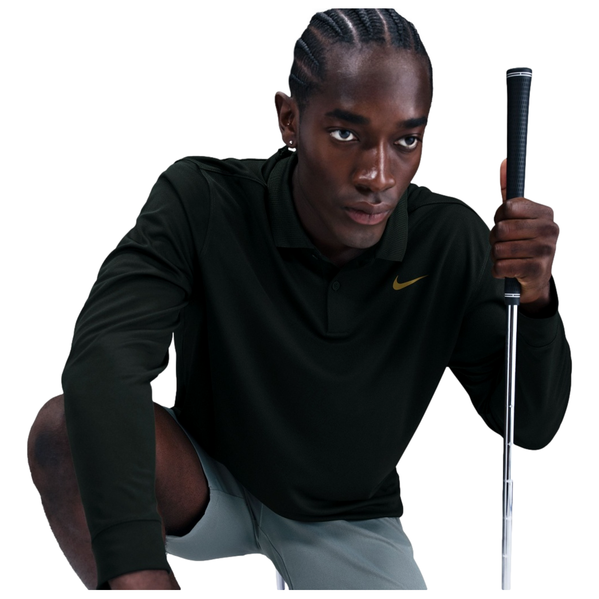 Dri-Fit Victory Solid Mens Men's Long Sleeve Golf Polo Shirt