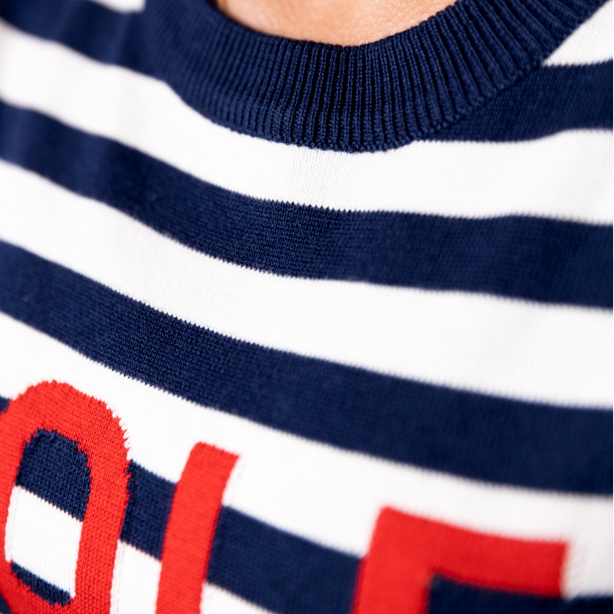 Striped Knit Women's Short Sleeve Golf Sweater