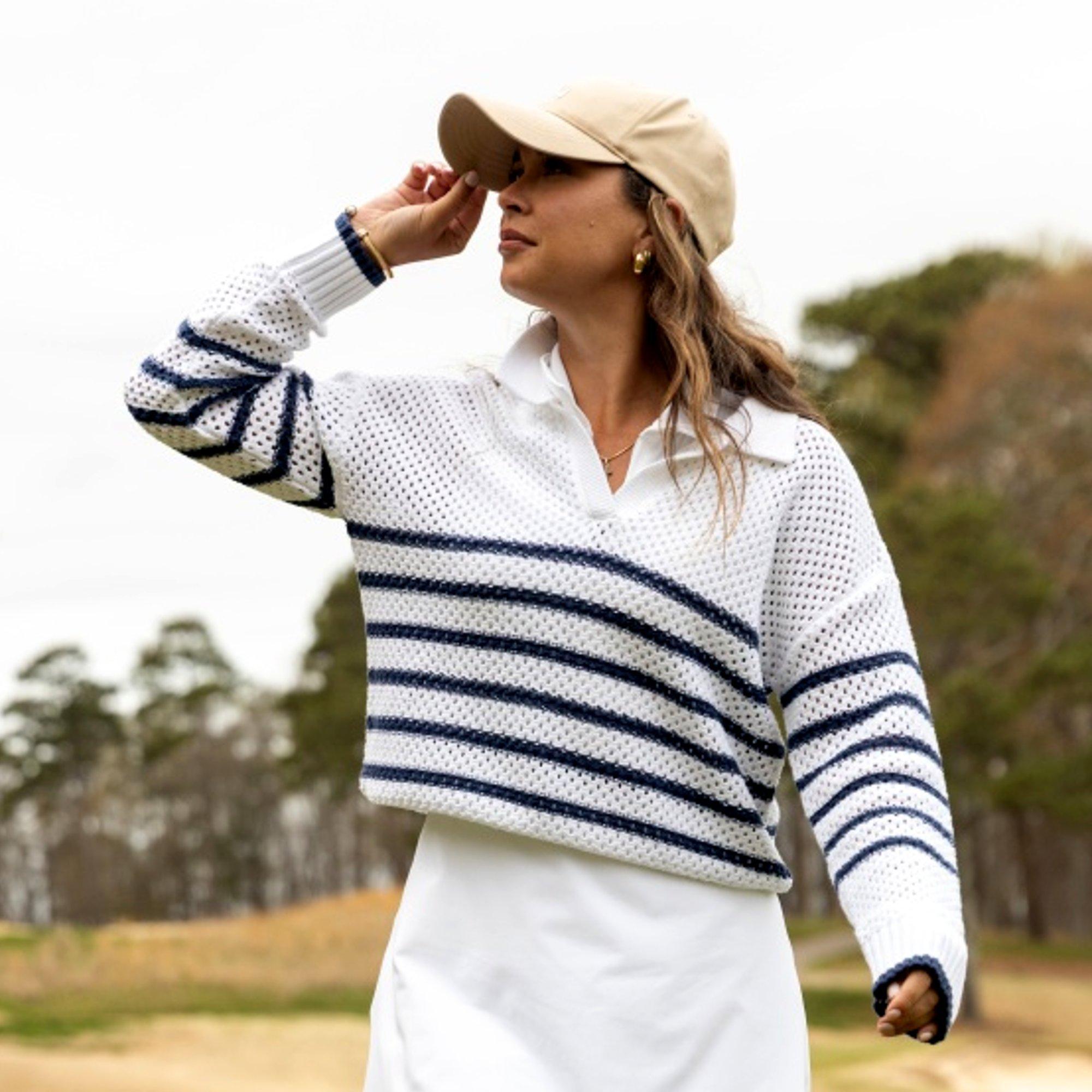 Women's Striped Knit Long Sleeve Pullover Sweater