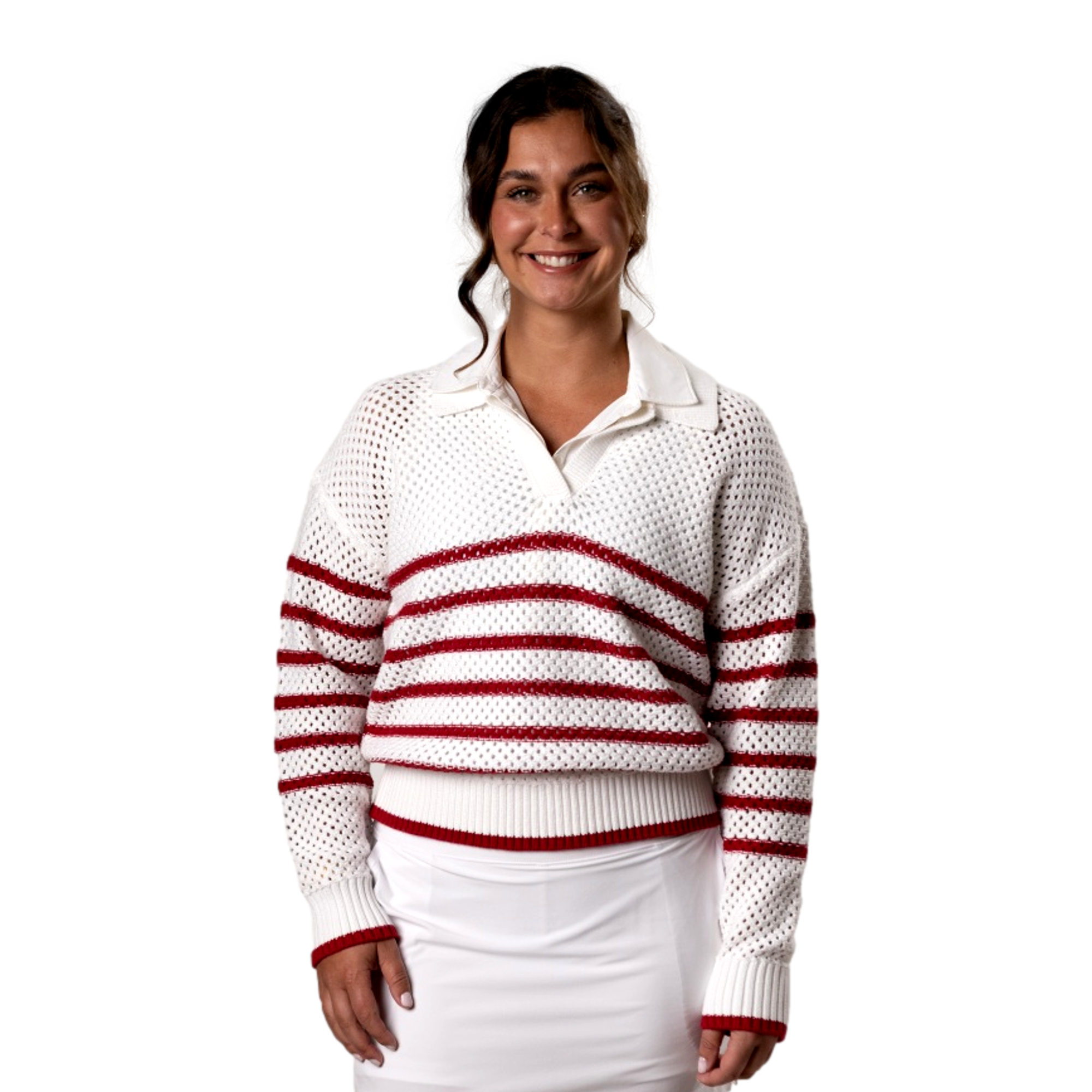 Women's Striped Knit Long Sleeve Pullover Sweater