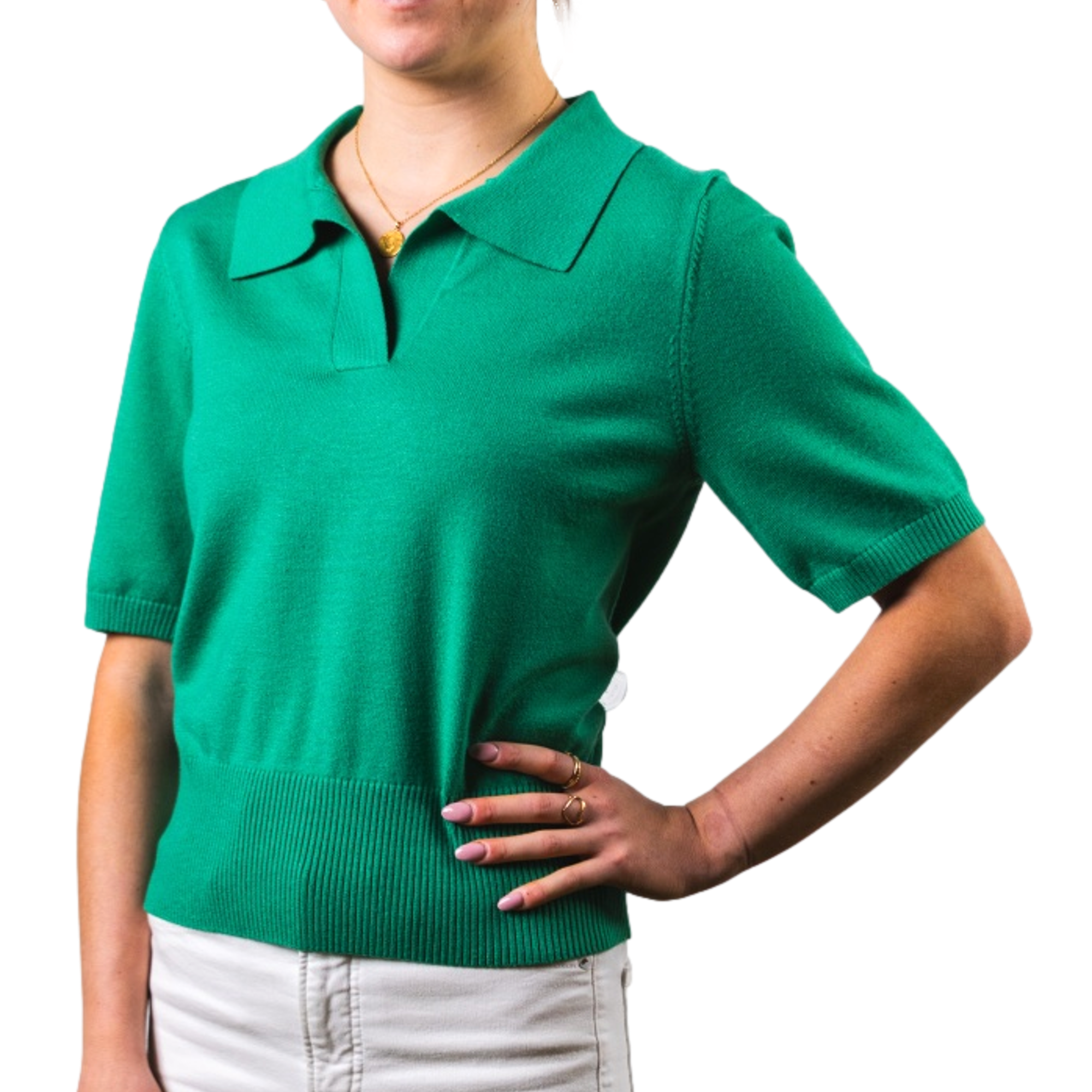 Women's Knit Polo Short Sleeve Sweater