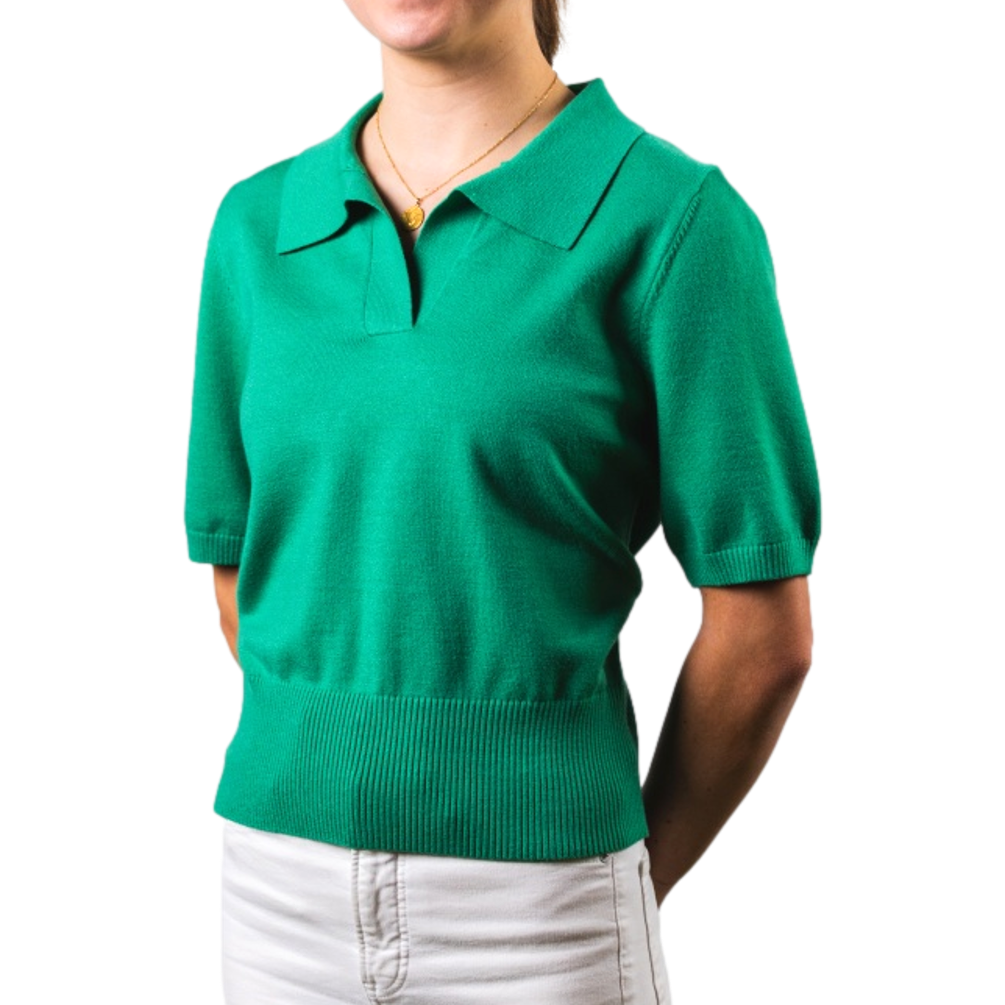 Women's Knit Polo Short Sleeve Sweater